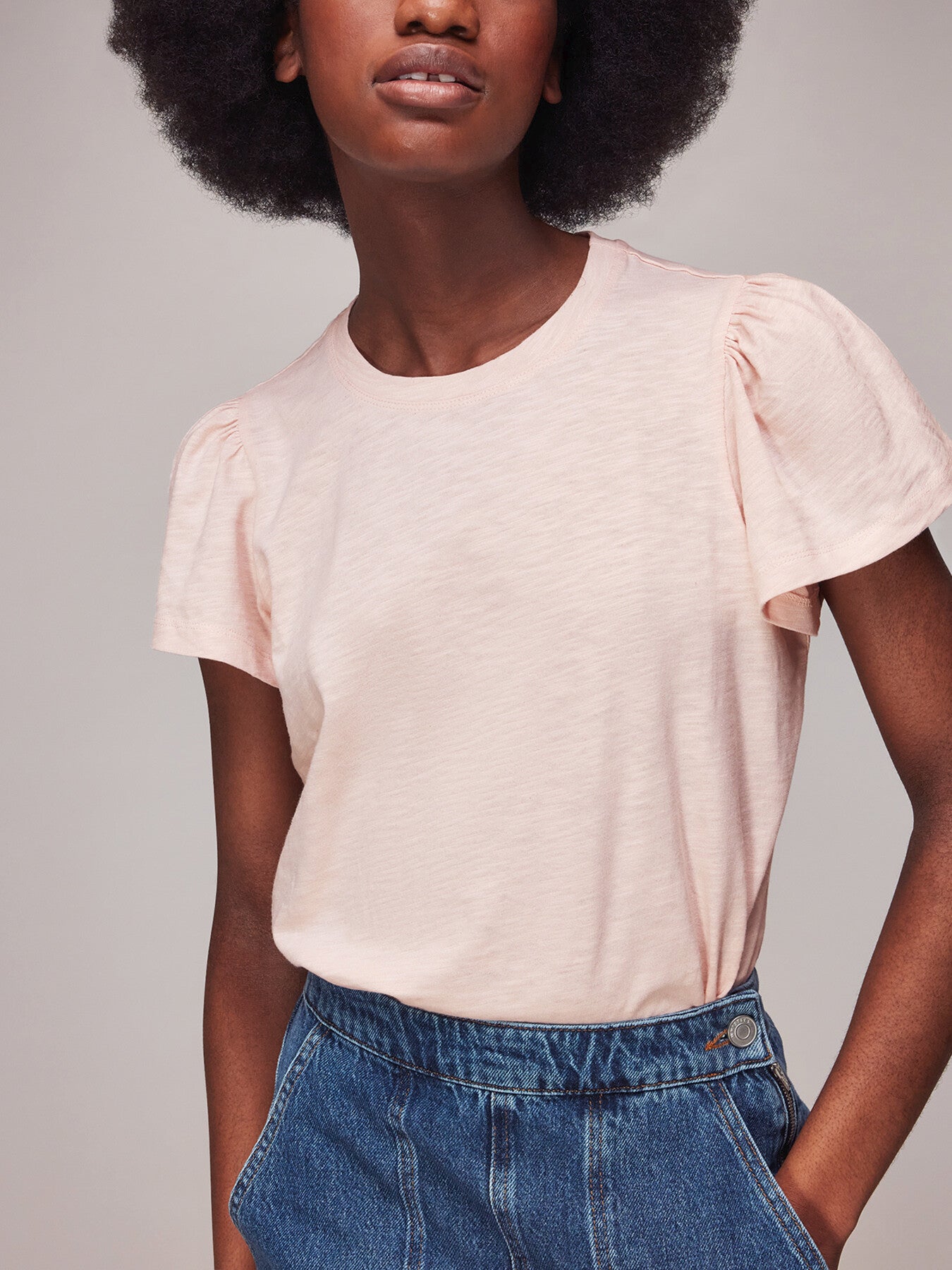 Cotton Frill Sleeve T-Shirt