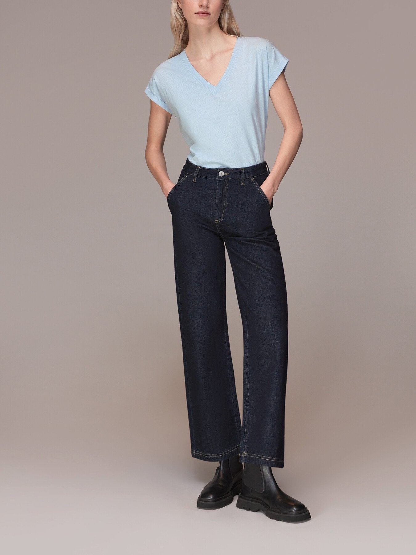 Willa V Neck Cap Sleeve Tee