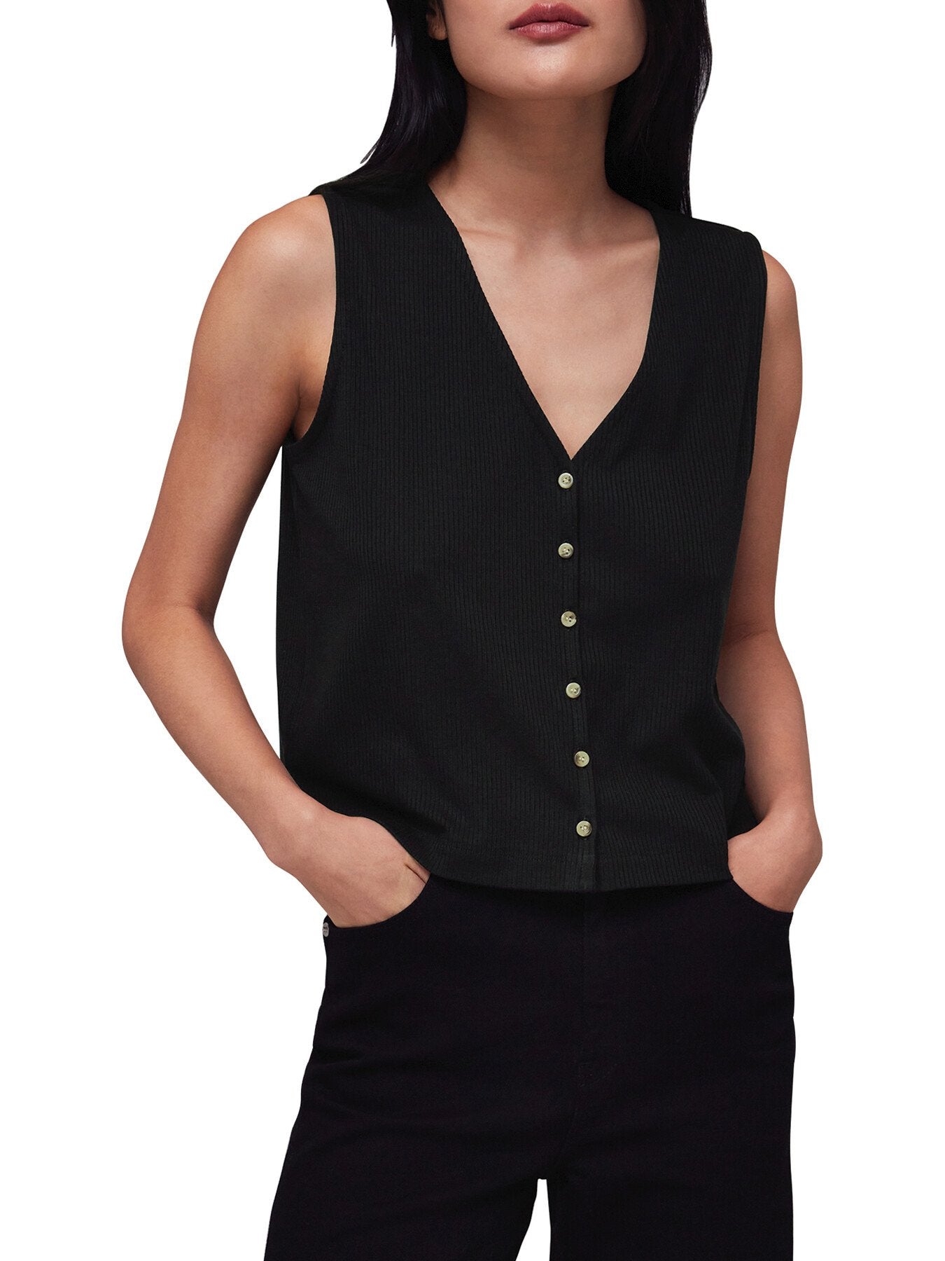 Button Front Rib Tank