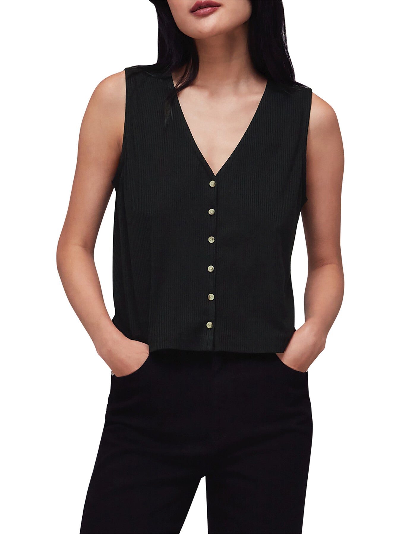 Button Front Rib Tank