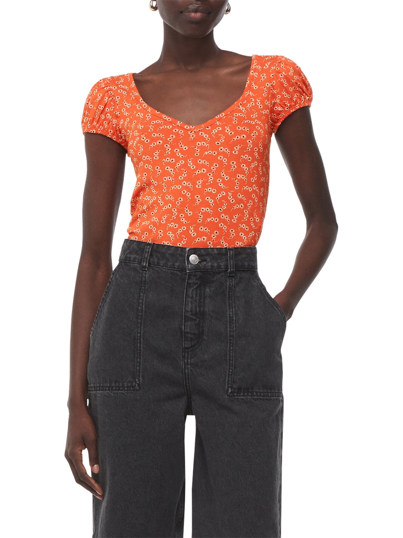 Micro Floral Sweetheart Top