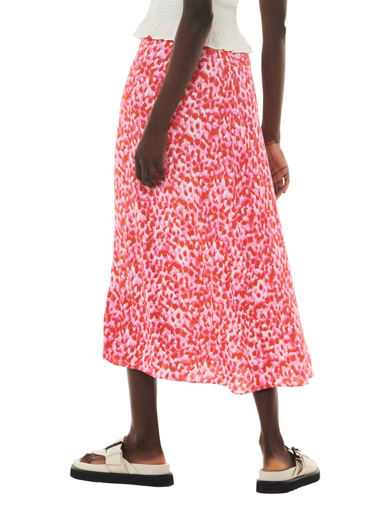 Blurred Strokes Button Skirt