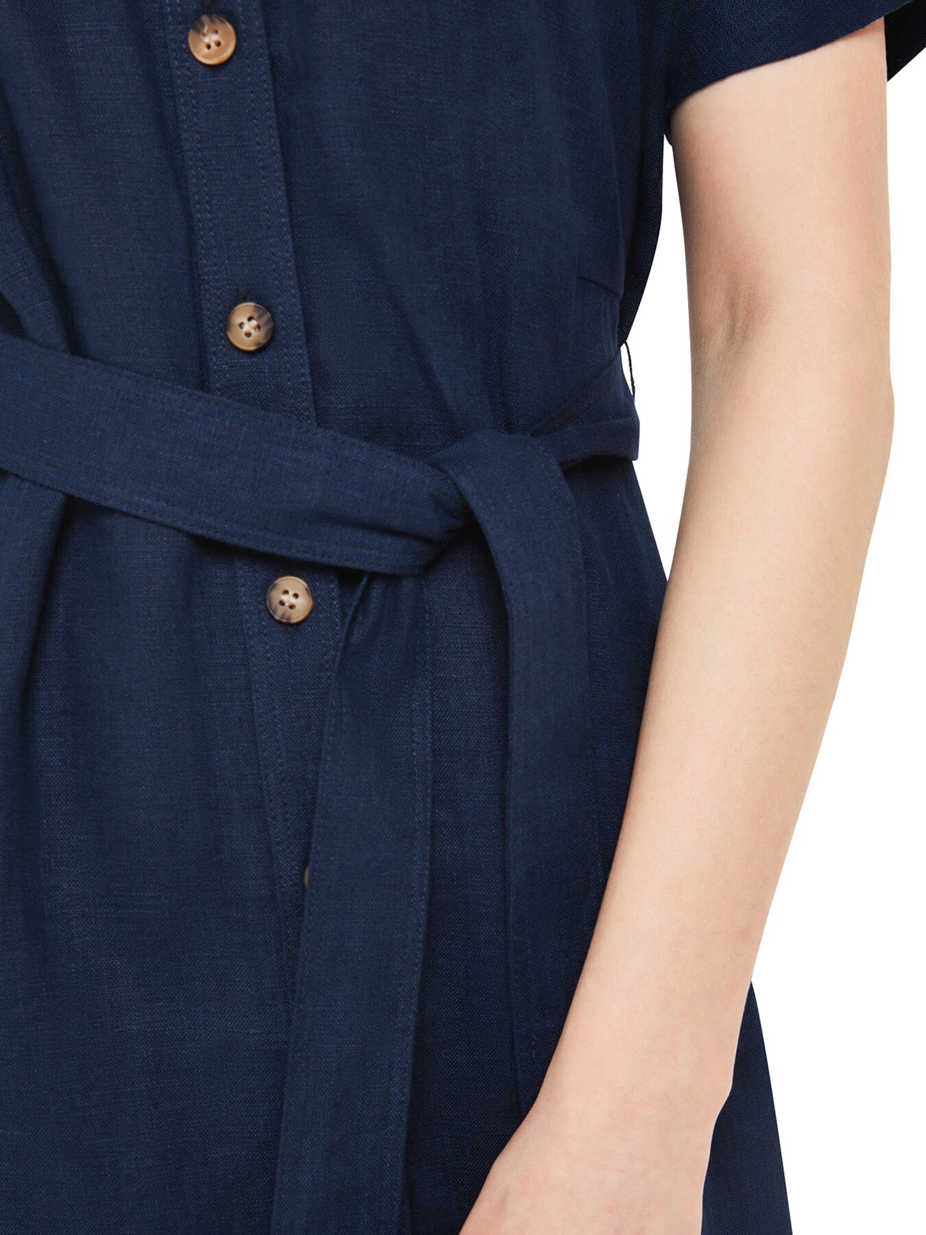 Linen Belted Midi Dress