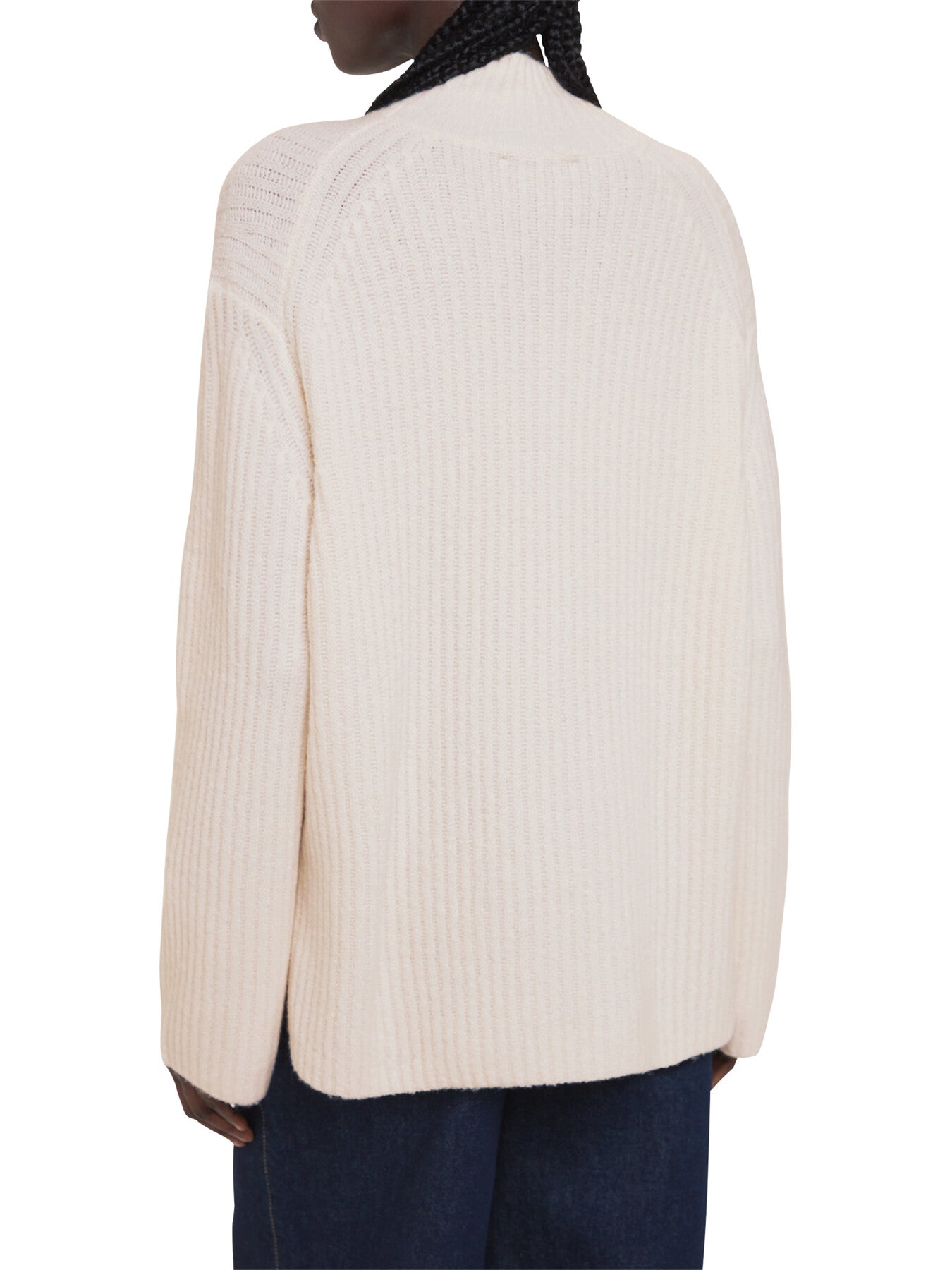 Wool Mix Rib Funnel Neck