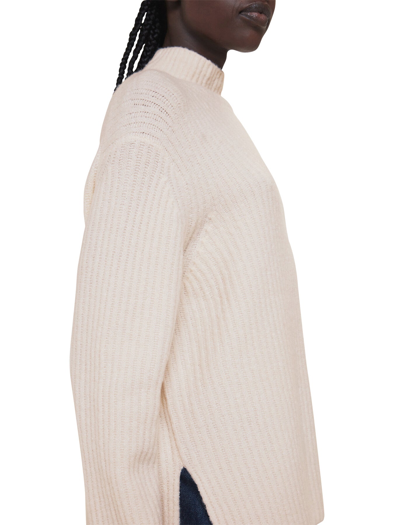 Wool Mix Rib Funnel Neck