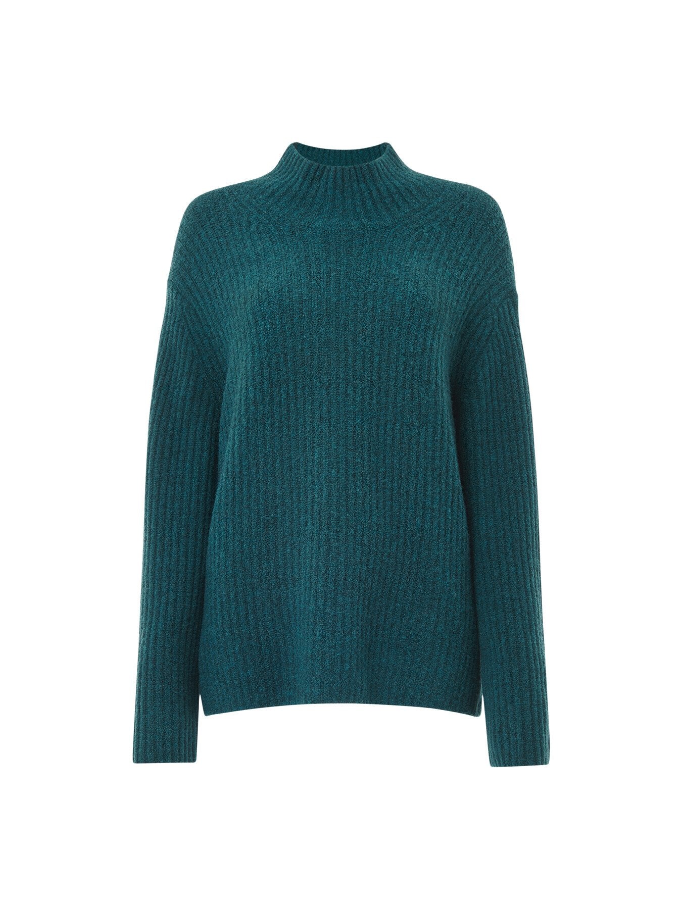Wool Mix Rib Funnel Neck