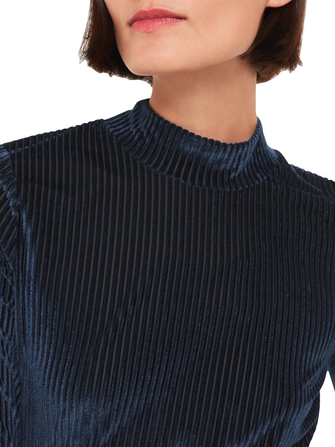 Velvet Stripe High Neck Top