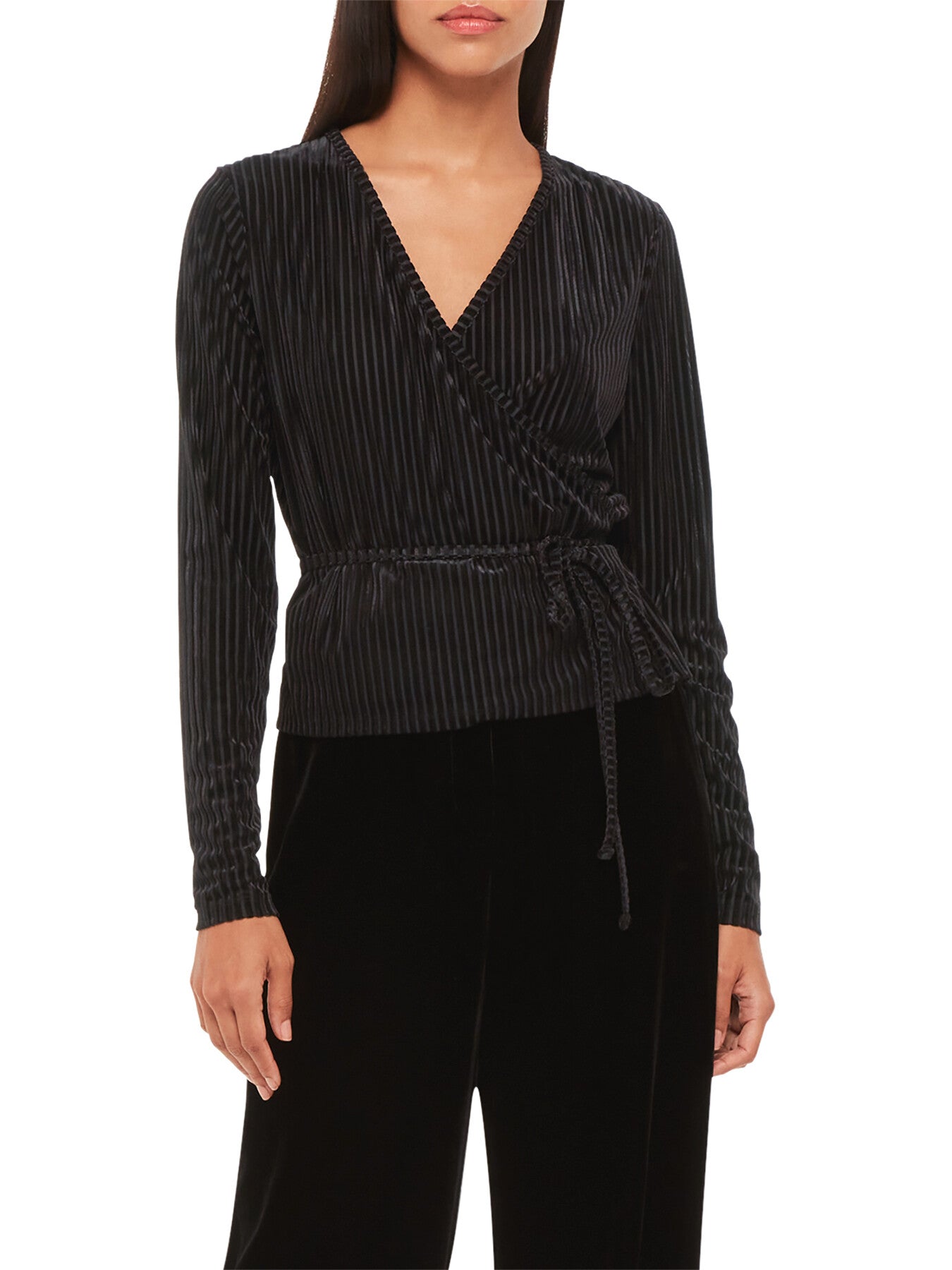 Velvet Stripe Wrap Cardigan