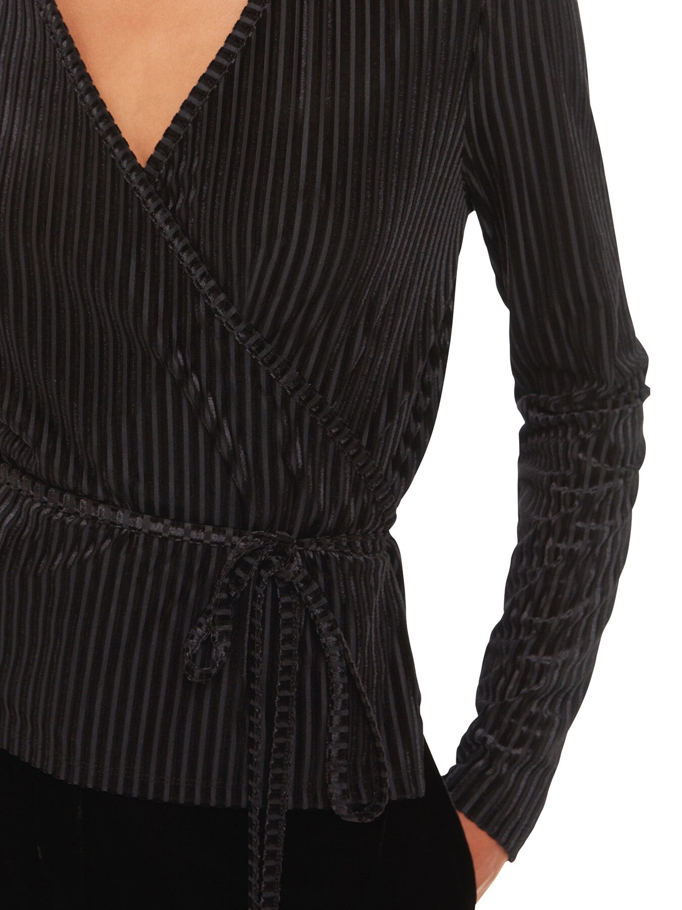 Velvet Stripe Wrap Cardigan