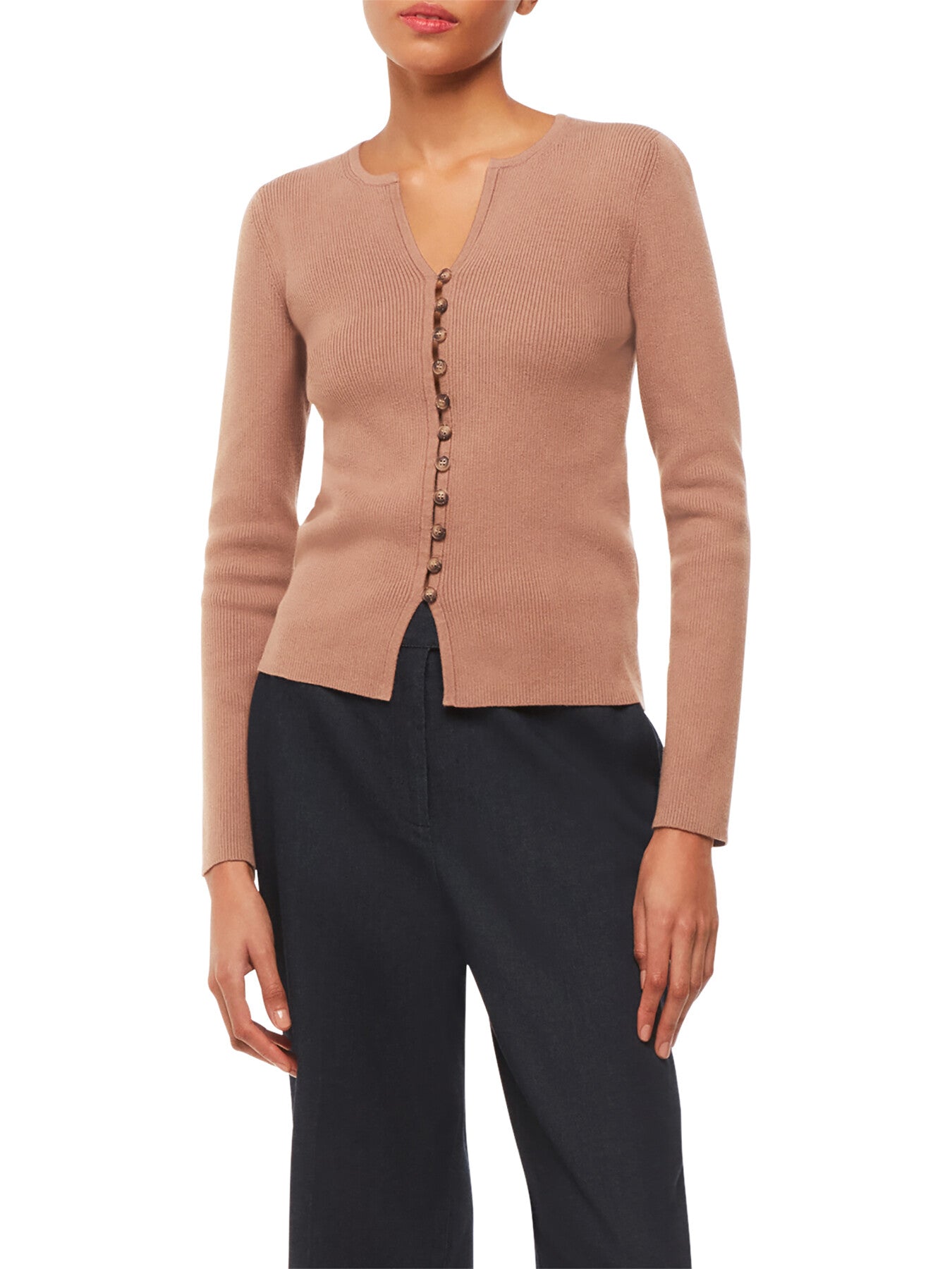 Ribbed Button Through Cardigan