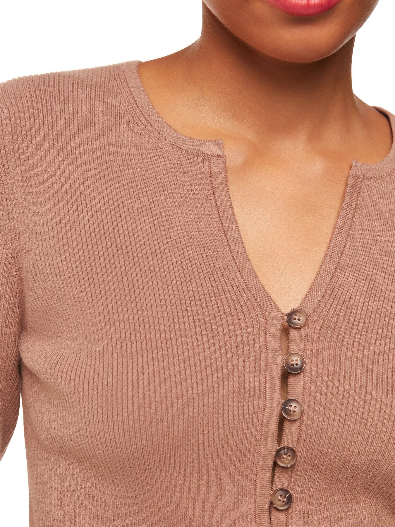 Ribbed Button Through Cardigan
