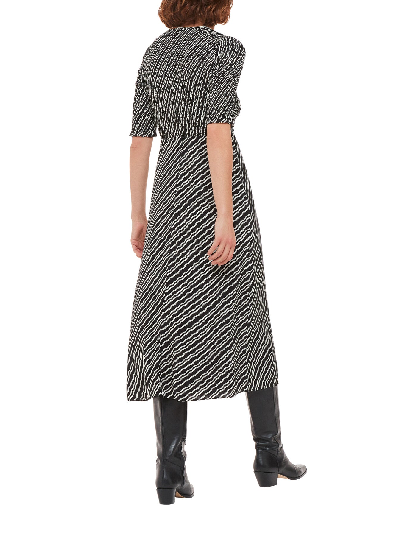 Diagonal Ripple Shirred Dress