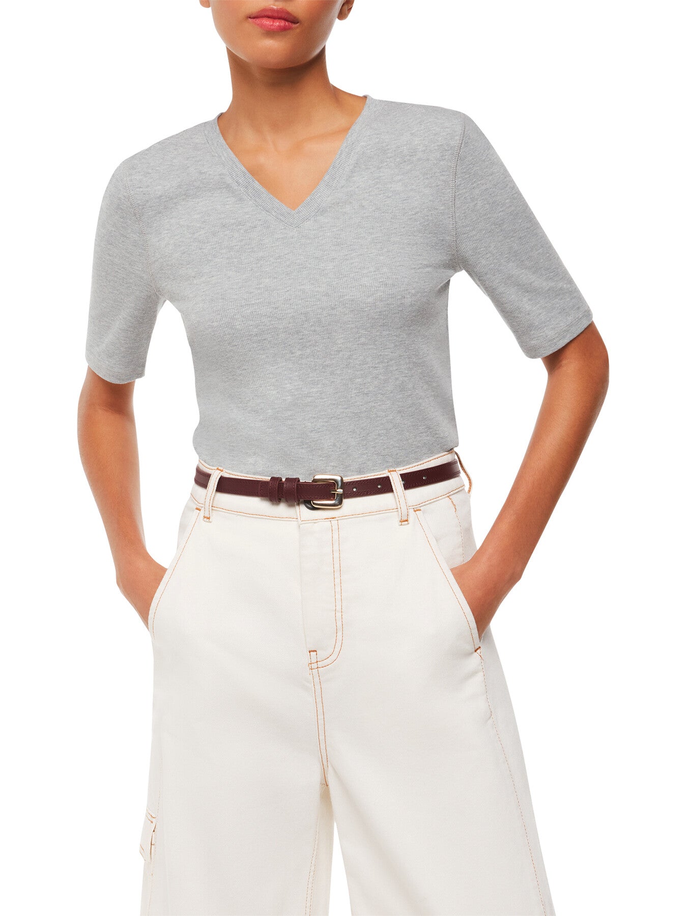 V Neck Ribbed T-Shirt
