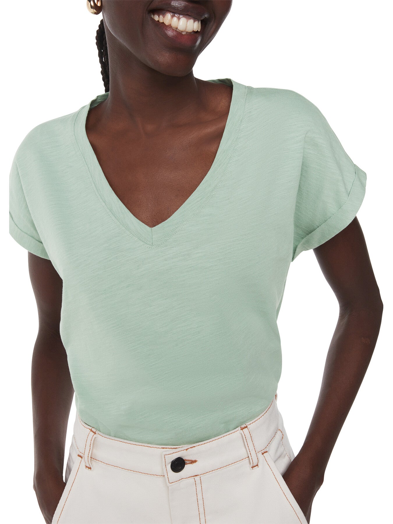 Willa V Neck Cap Sleeve Tee