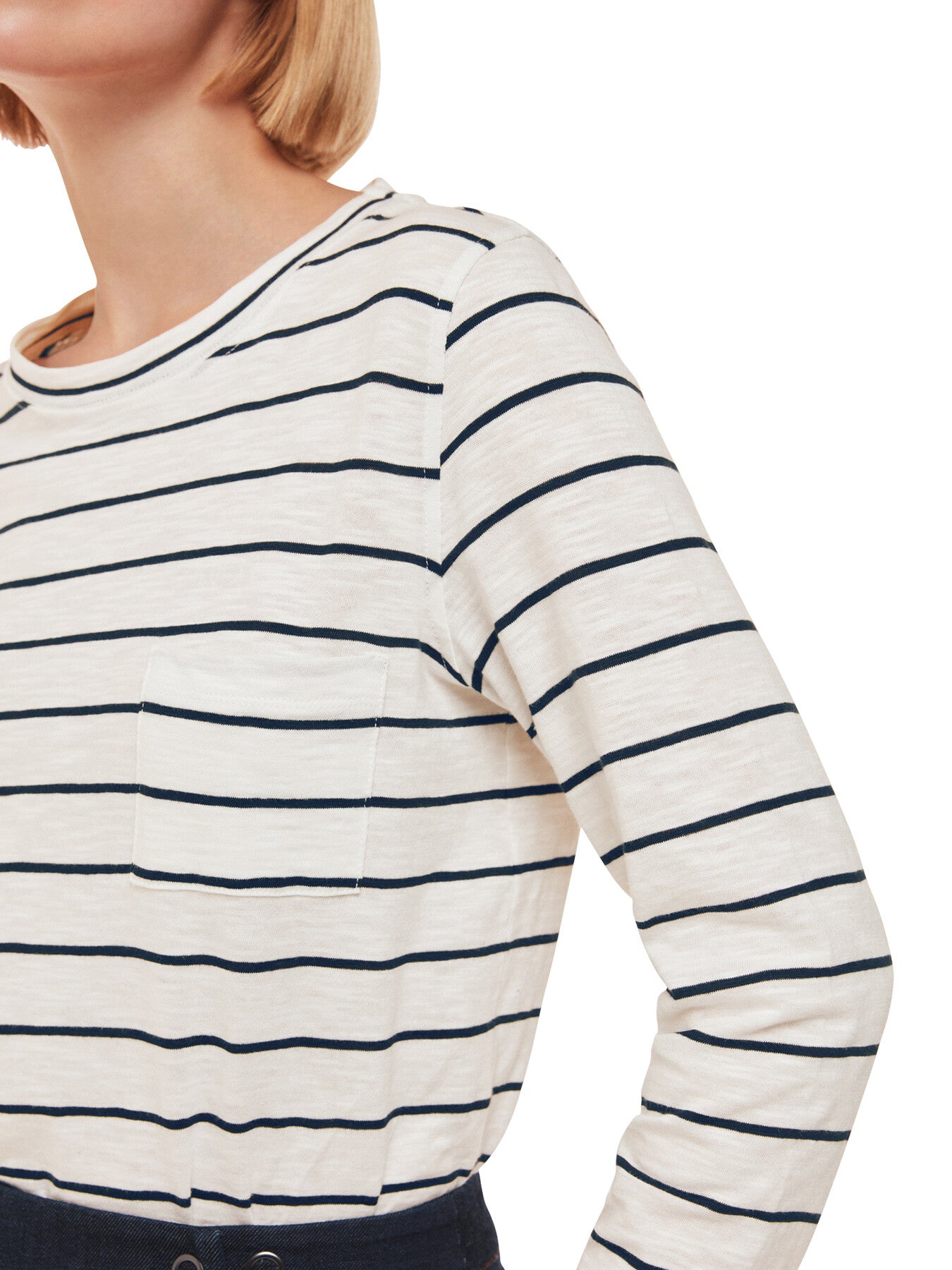 Stripe Crew Neck Pocket Top