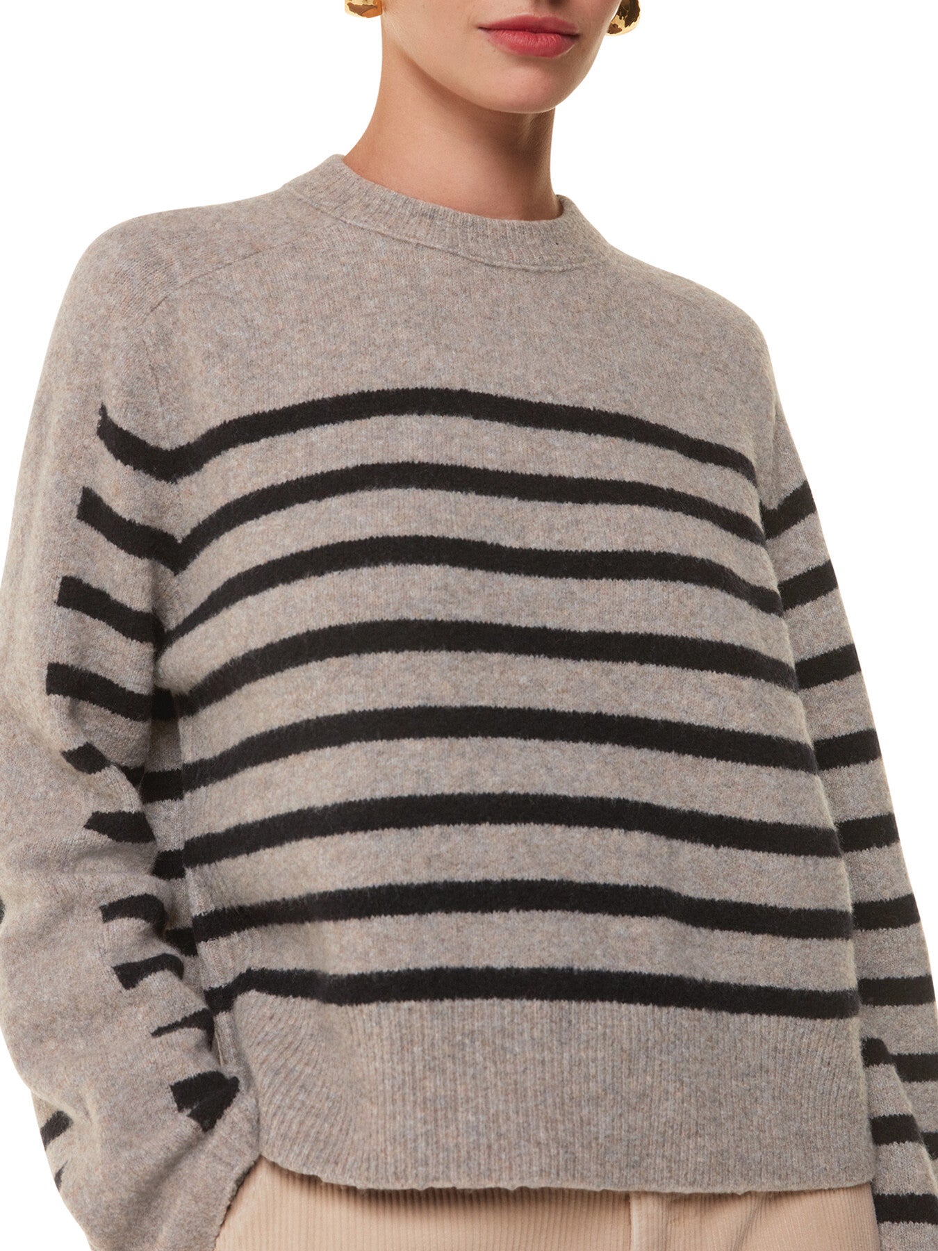 Wool Mix Stripe Contrast Knit