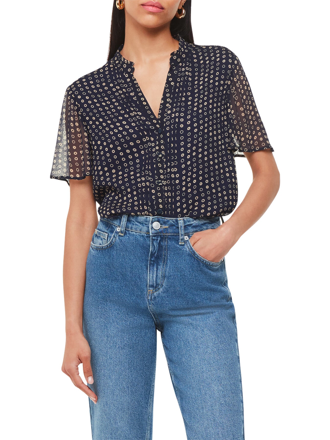 Spotted Hoop Frill Blouse
