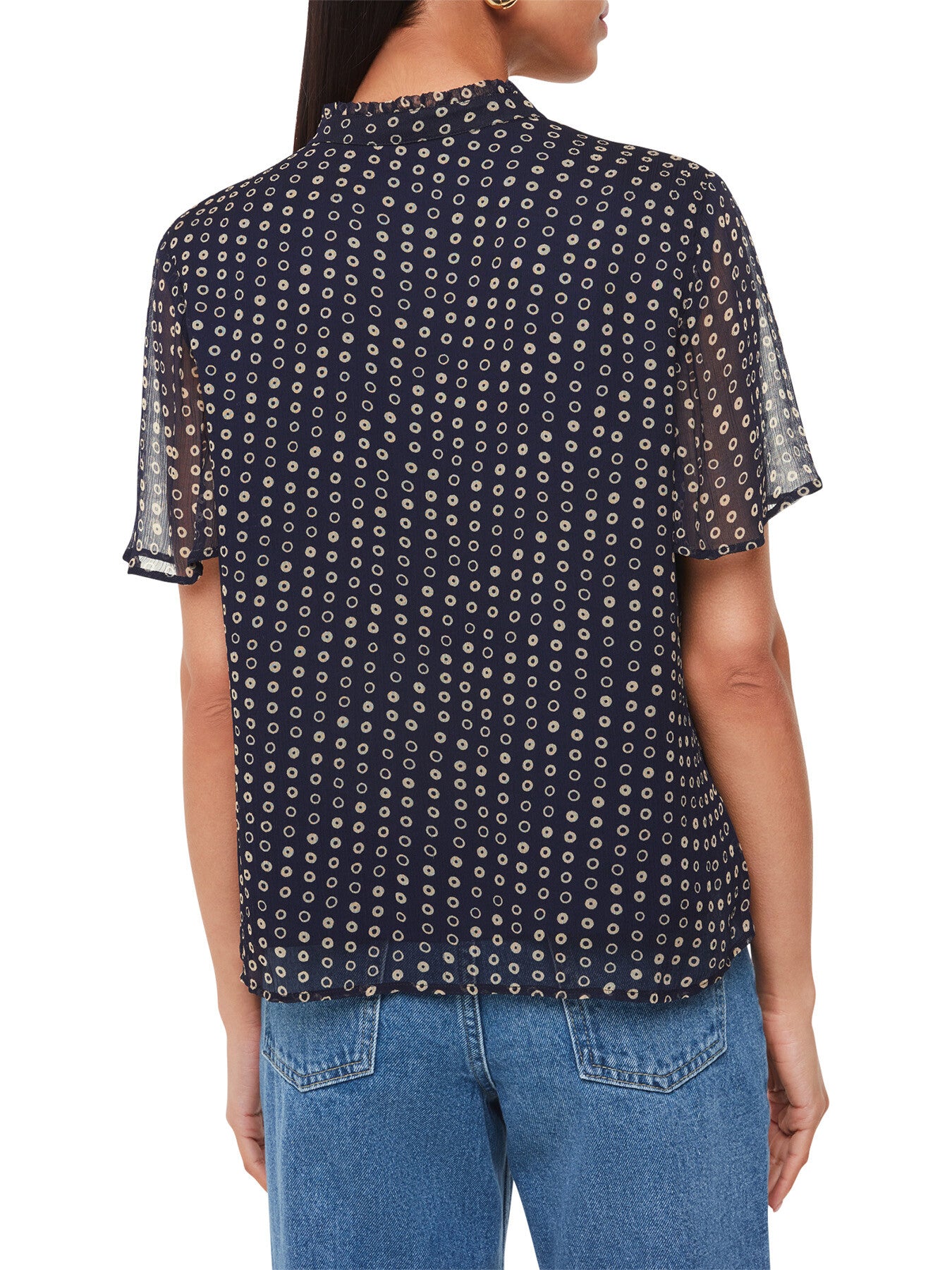 Spotted Hoop Frill Blouse