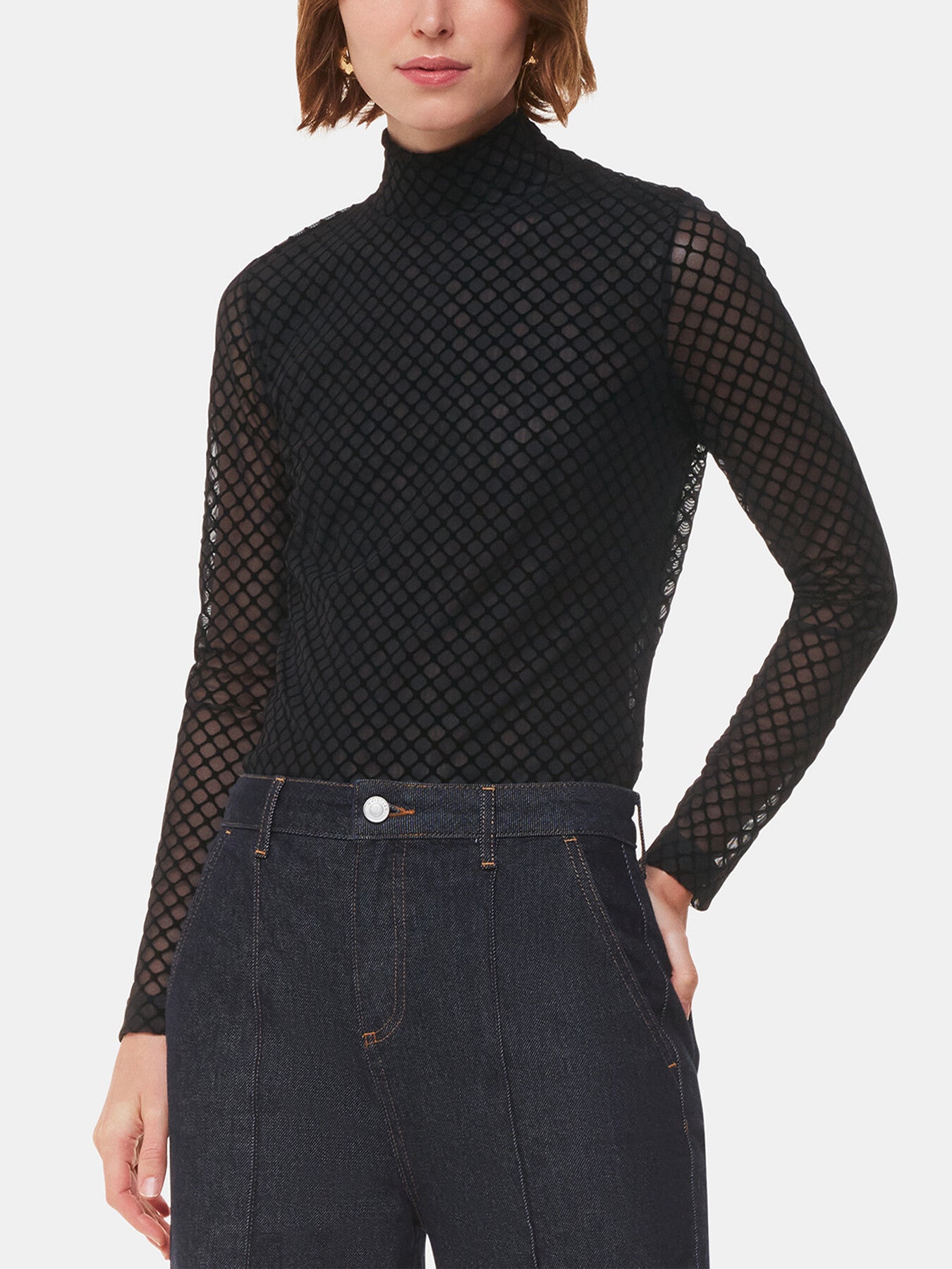 Checked Flocked Mesh Top