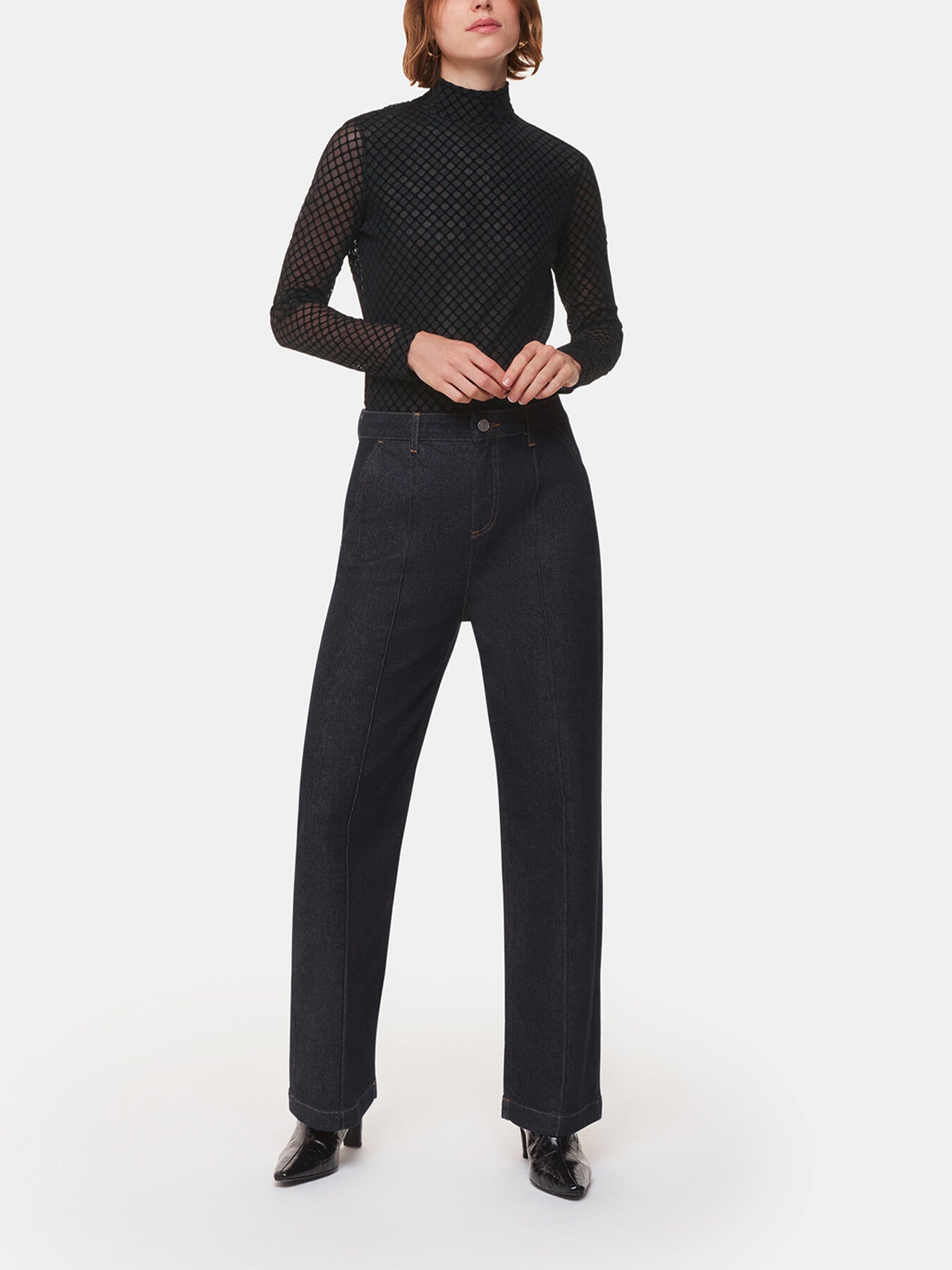 Checked Flocked Mesh Top