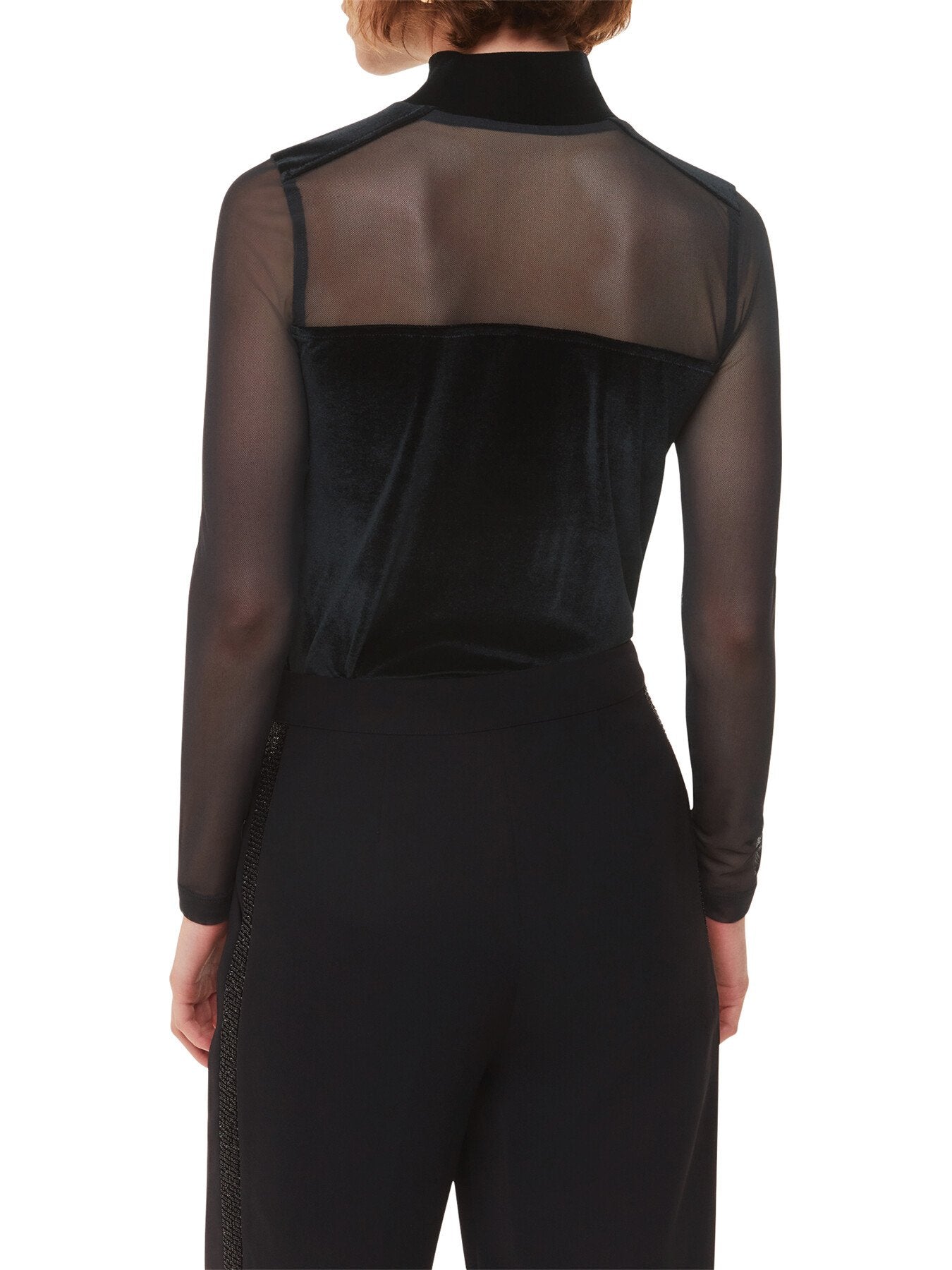 Velvet Mesh Sleeve Top