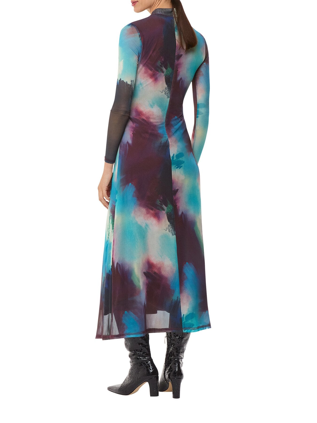 Oil Paint Print Mesh Dress