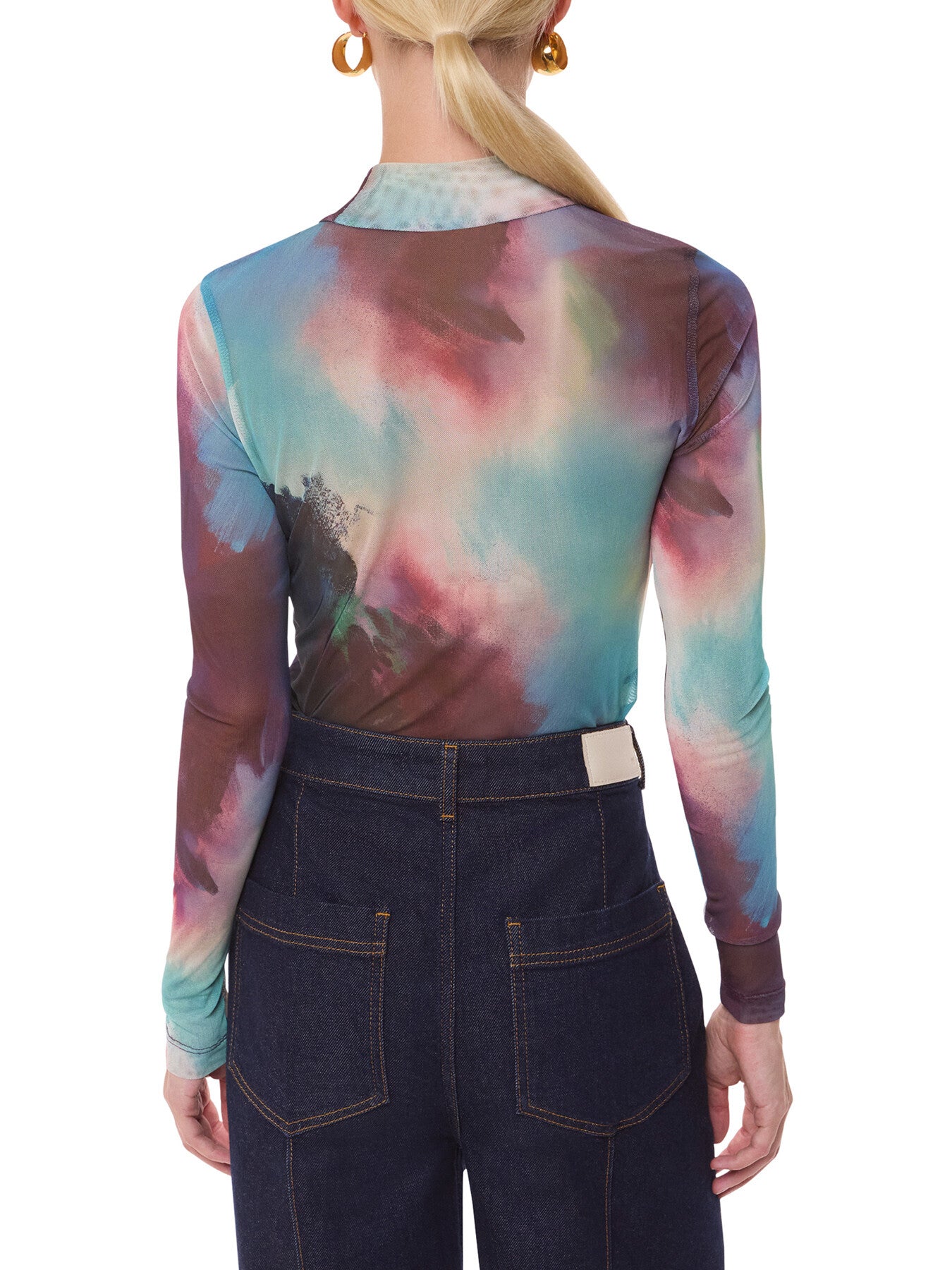 Oil Print Mesh Top