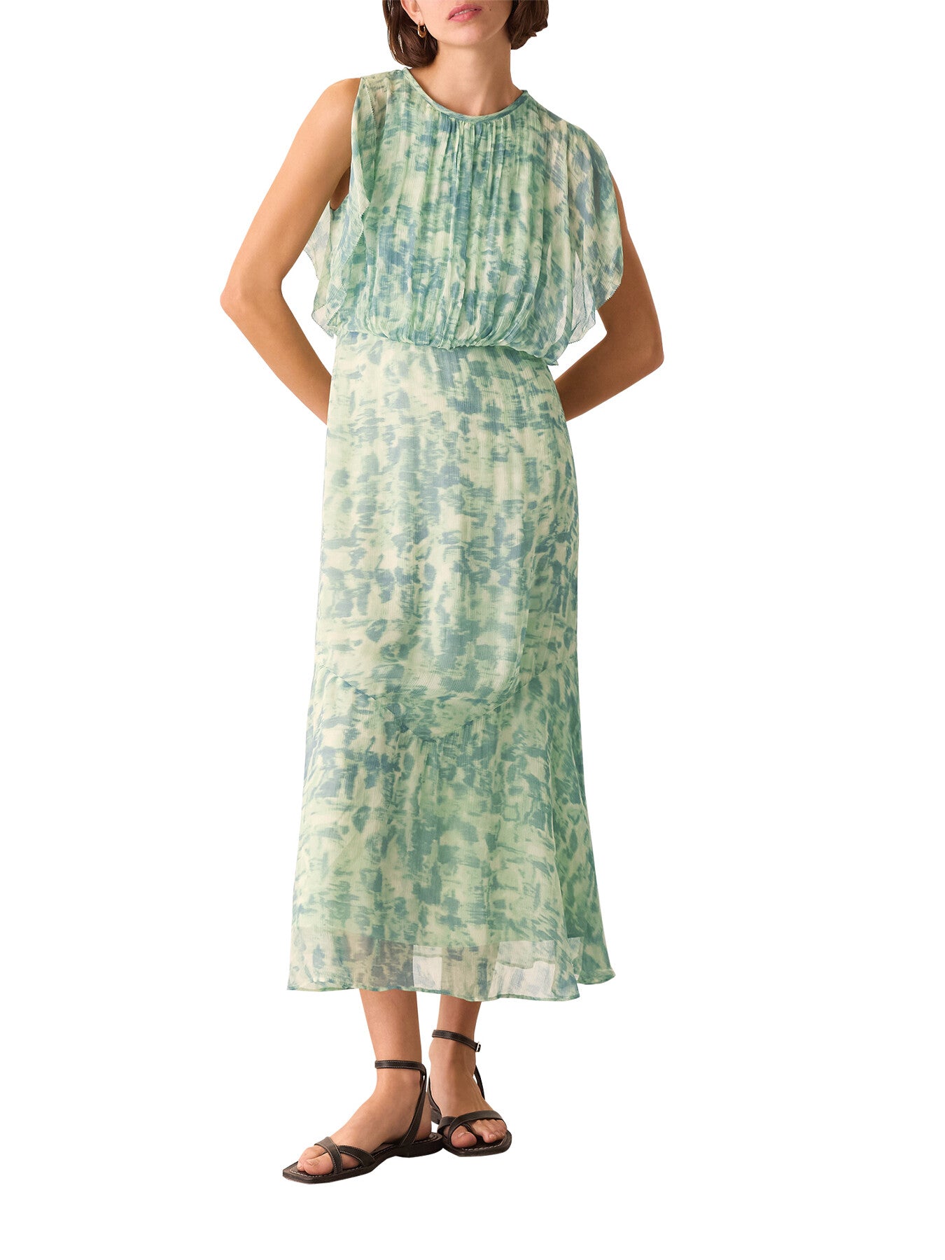 Dashed Brush Marks Midi Dress