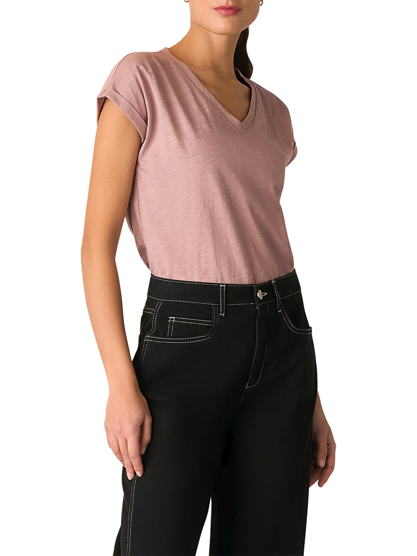 Willa V Neck Cap Sleeve Tee
