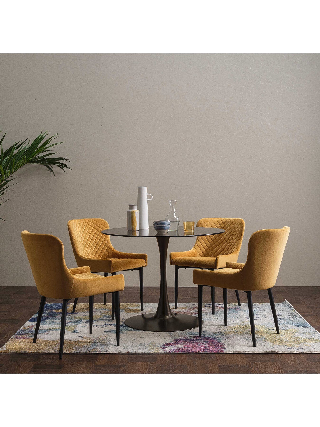 Rivington Golden Velvet Quilted Dining Chair