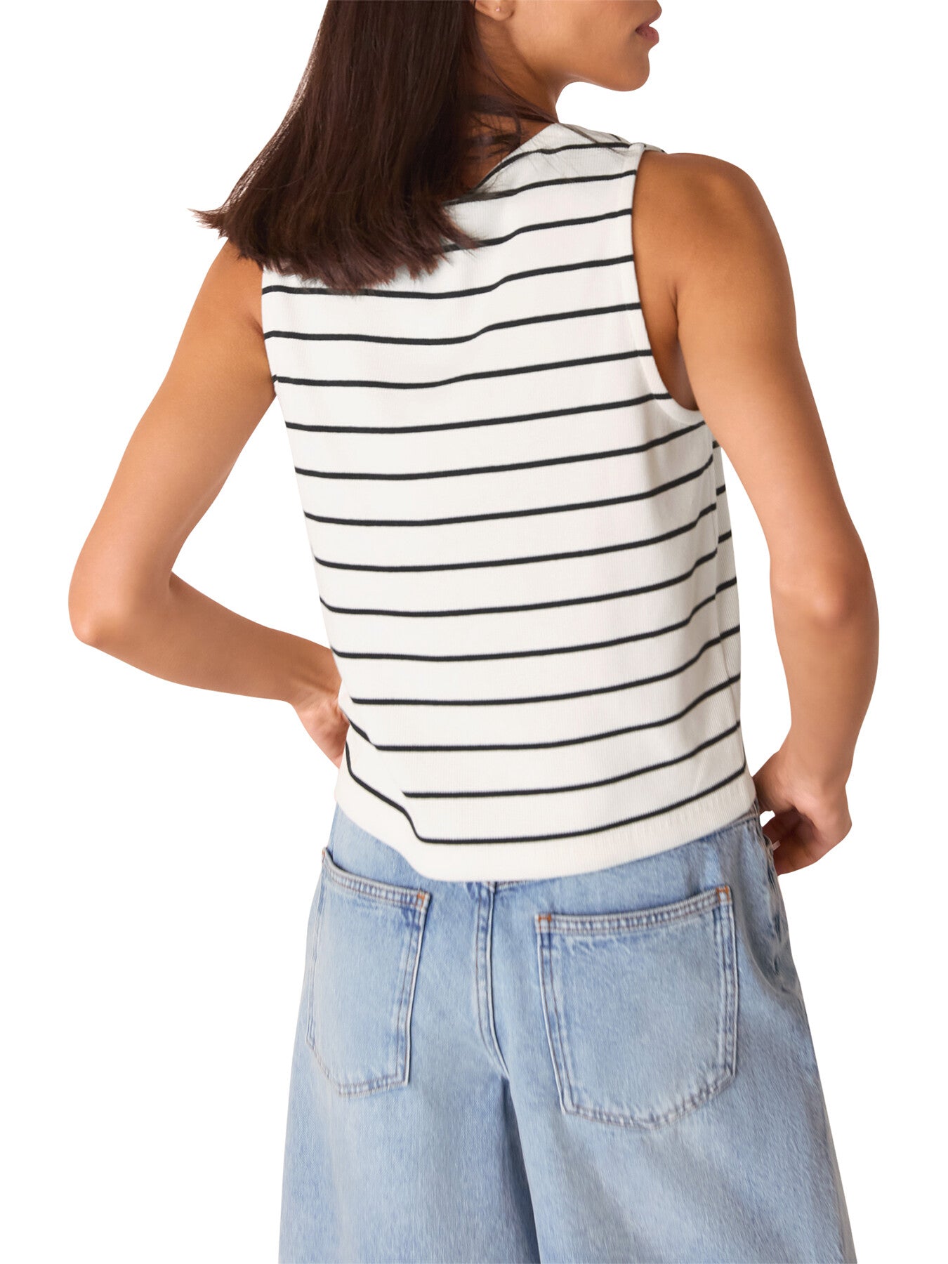 Stripe Button Front Tank