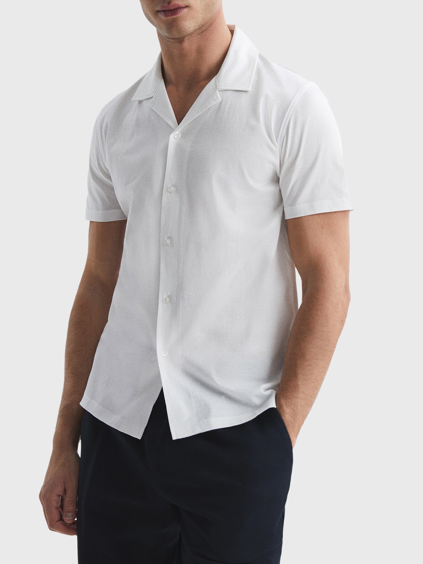 Caspa Mercerised Jersey Cuban Collar Shirt