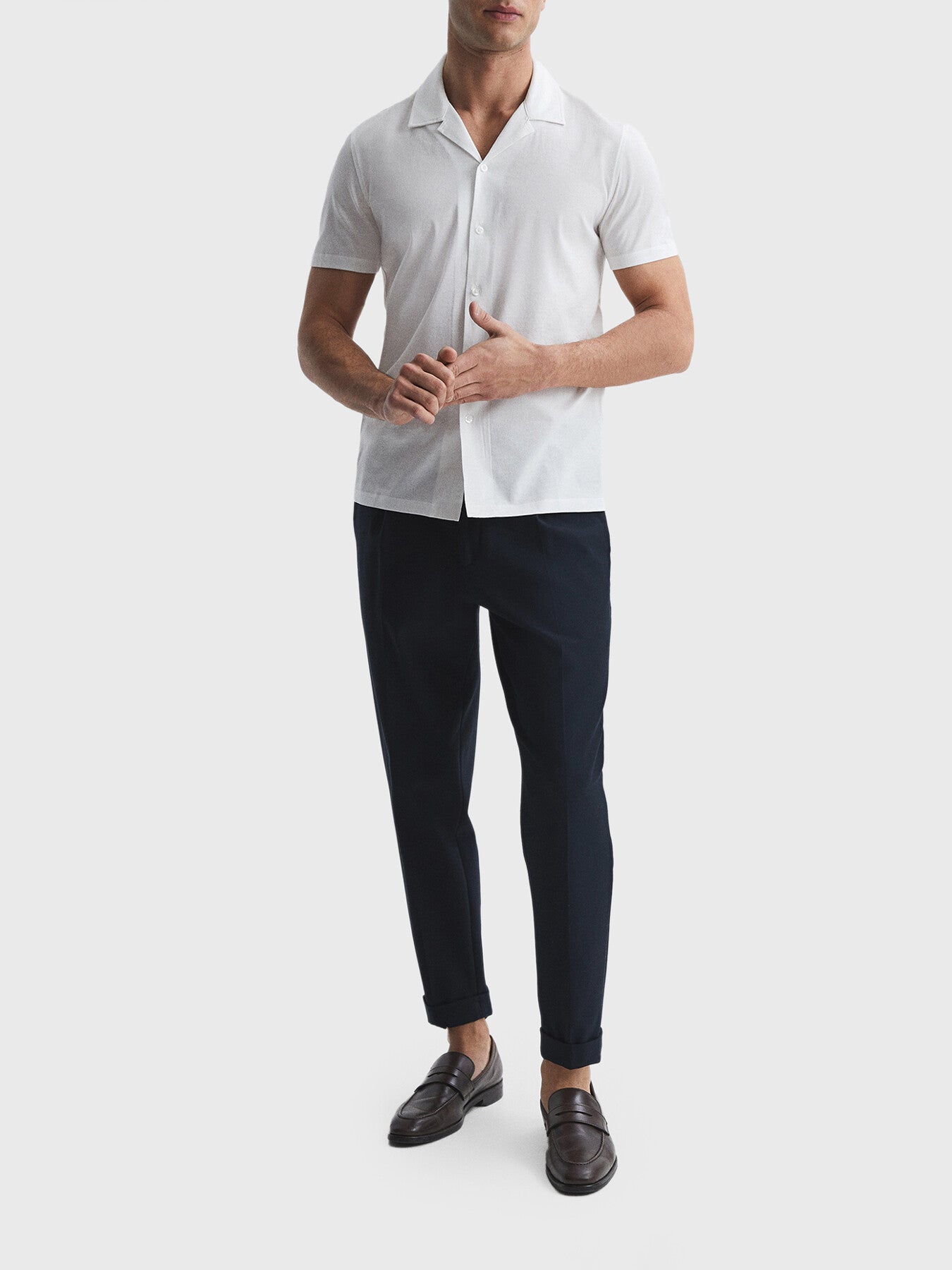 Caspa Mercerised Jersey Cuban Collar Shirt