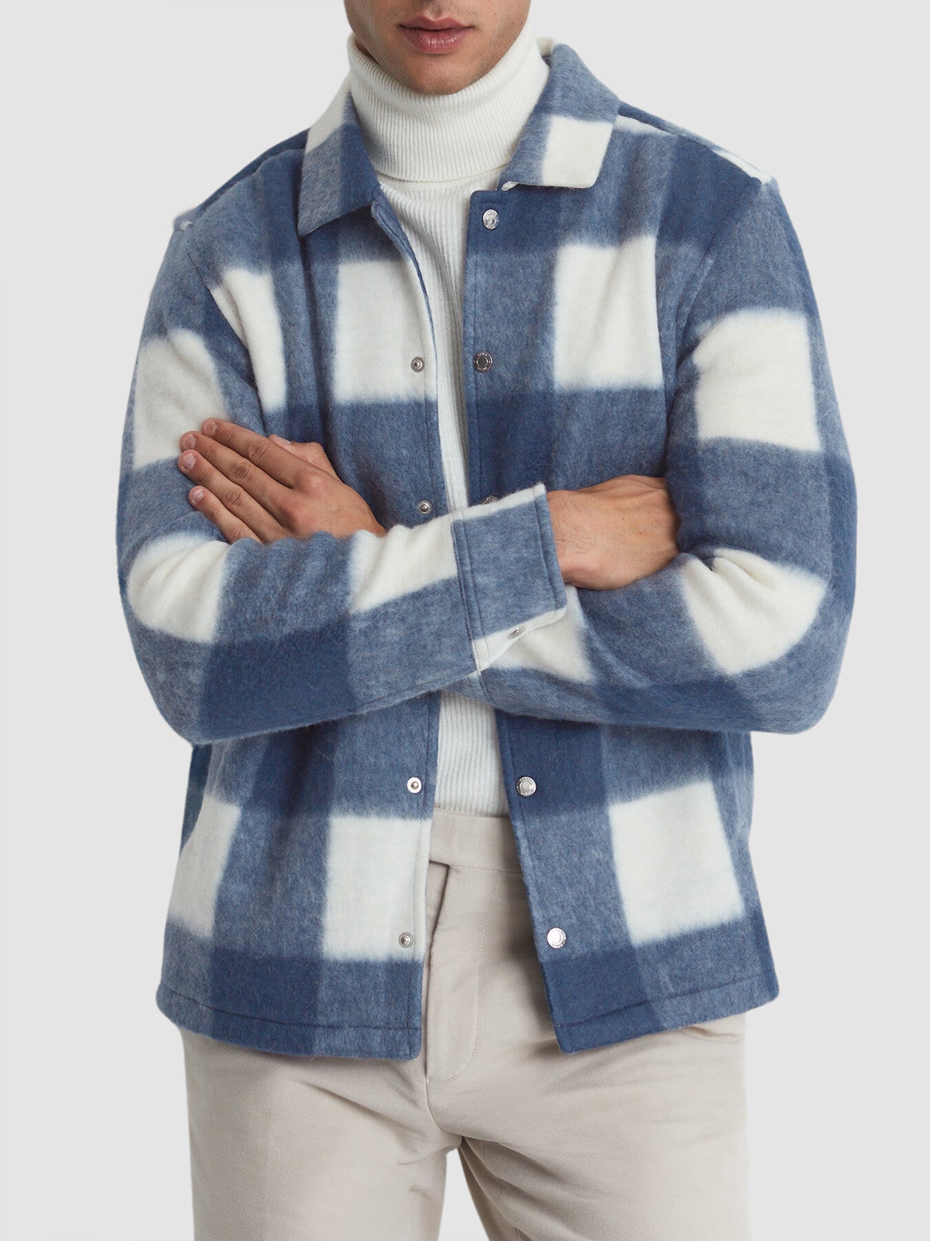 BlueScott Brushed Wool-Cotton Check Overshirt