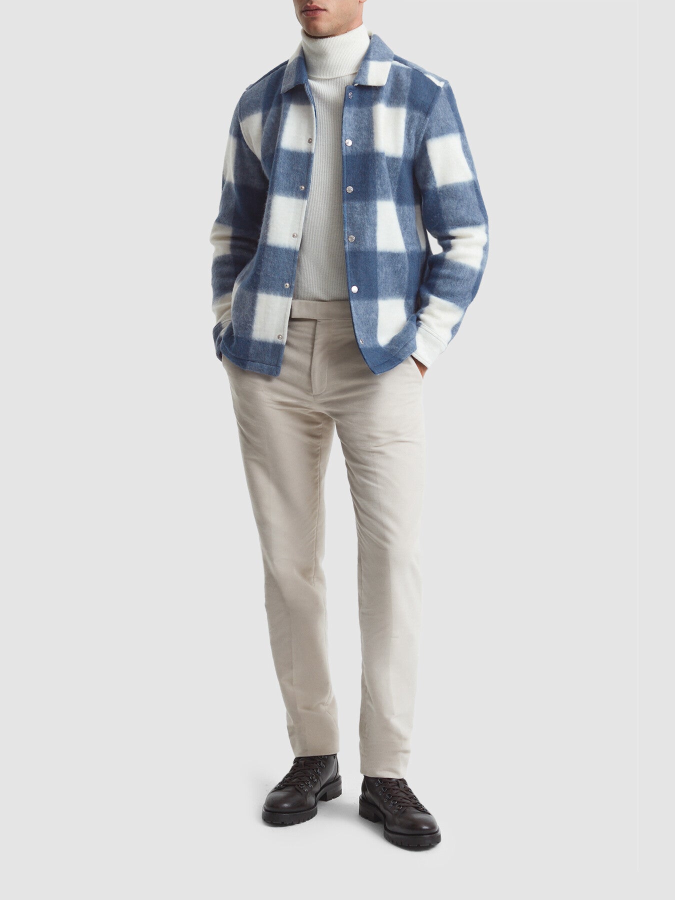 BlueScott Brushed Wool-Cotton Check Overshirt