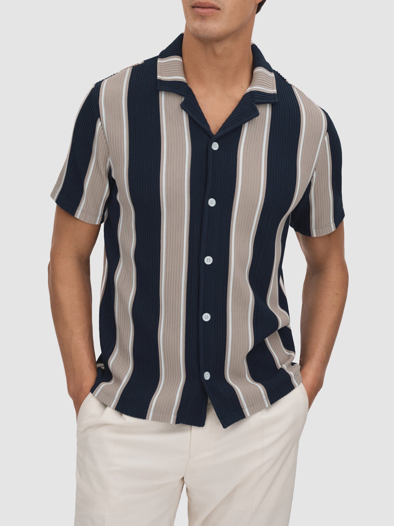 Alton Slim Fit Ribbed Cuban Collar Shirt