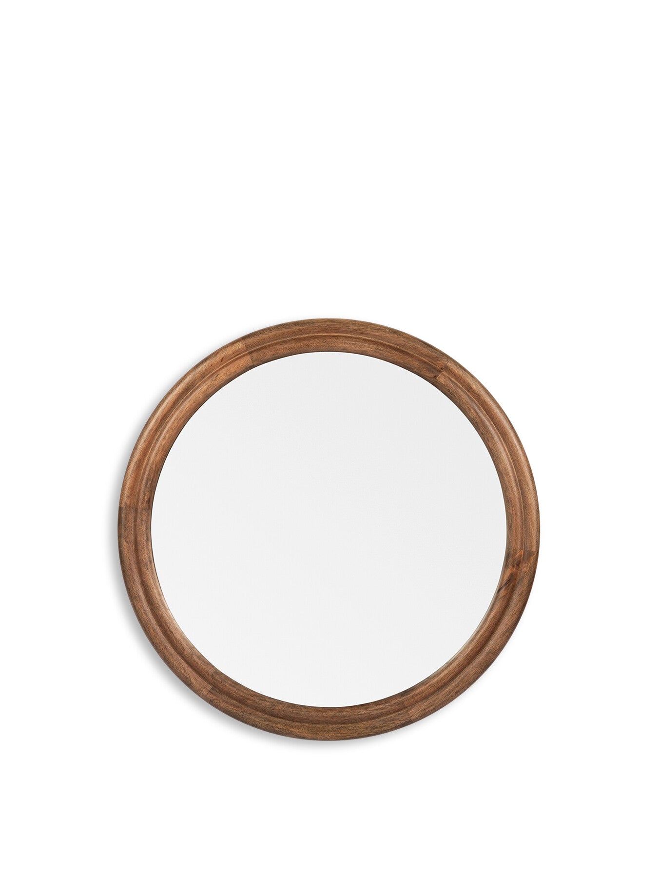 Genoa Round Wooden Wall Mirror 80cm Walnut Finish