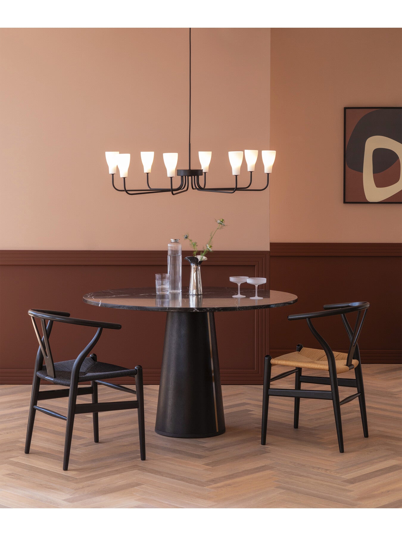 Ophelia 8 Arm Chandelier Matt Black