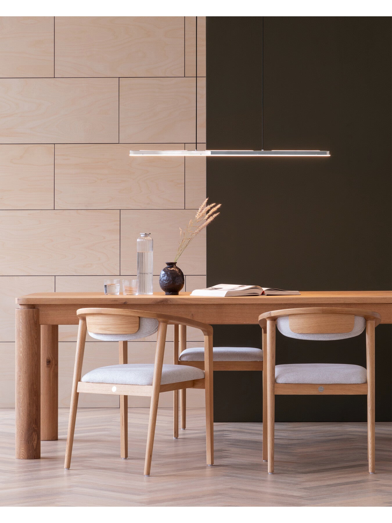 Linear LED Ceiling Pendant Mirror Chrome