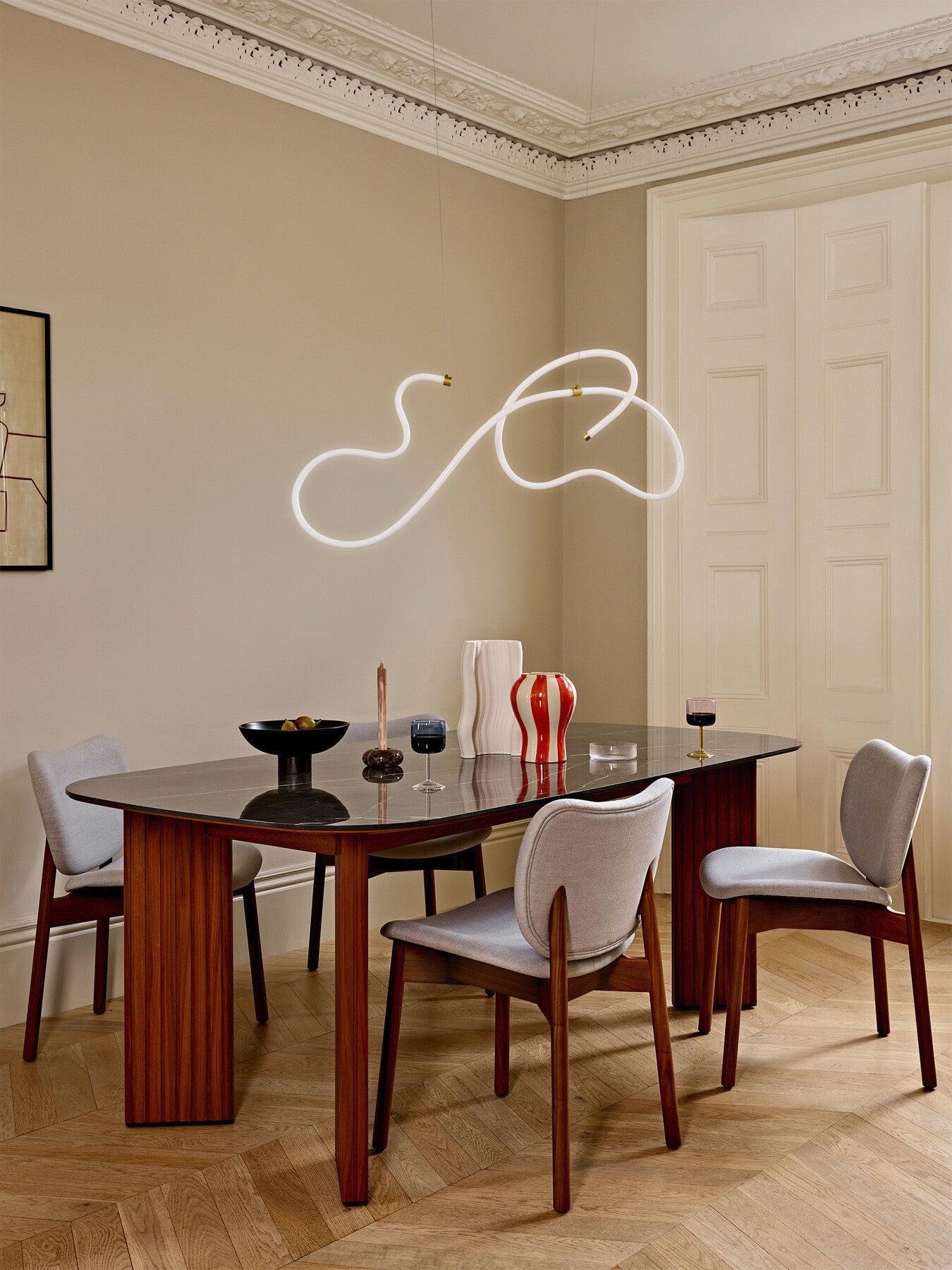 Squiggle LED Ceiling Pendant Black Chrome