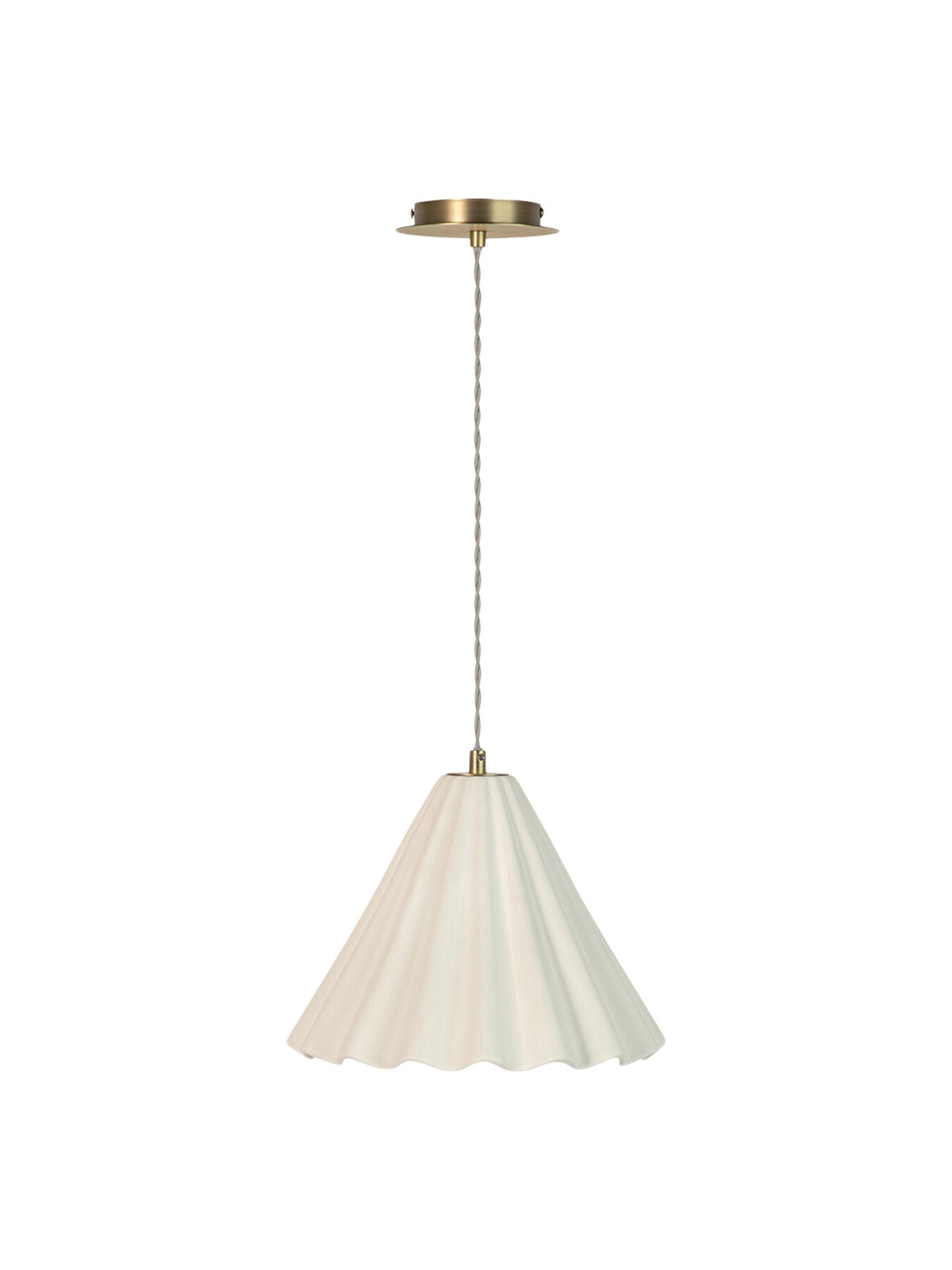 Monroe Porcelain Pendant Large White/Brushed Gold