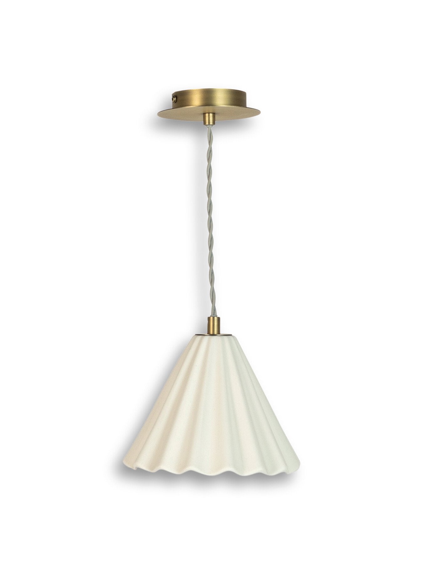 Monroe Porcelain Pendant Small White/Brushed Gold