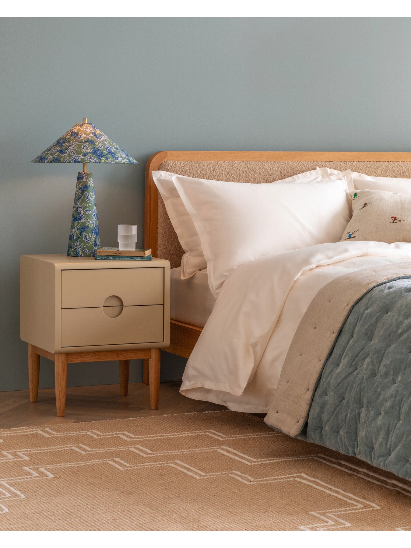 Two Tone Quilt Blue & Natural 140 x 200cm