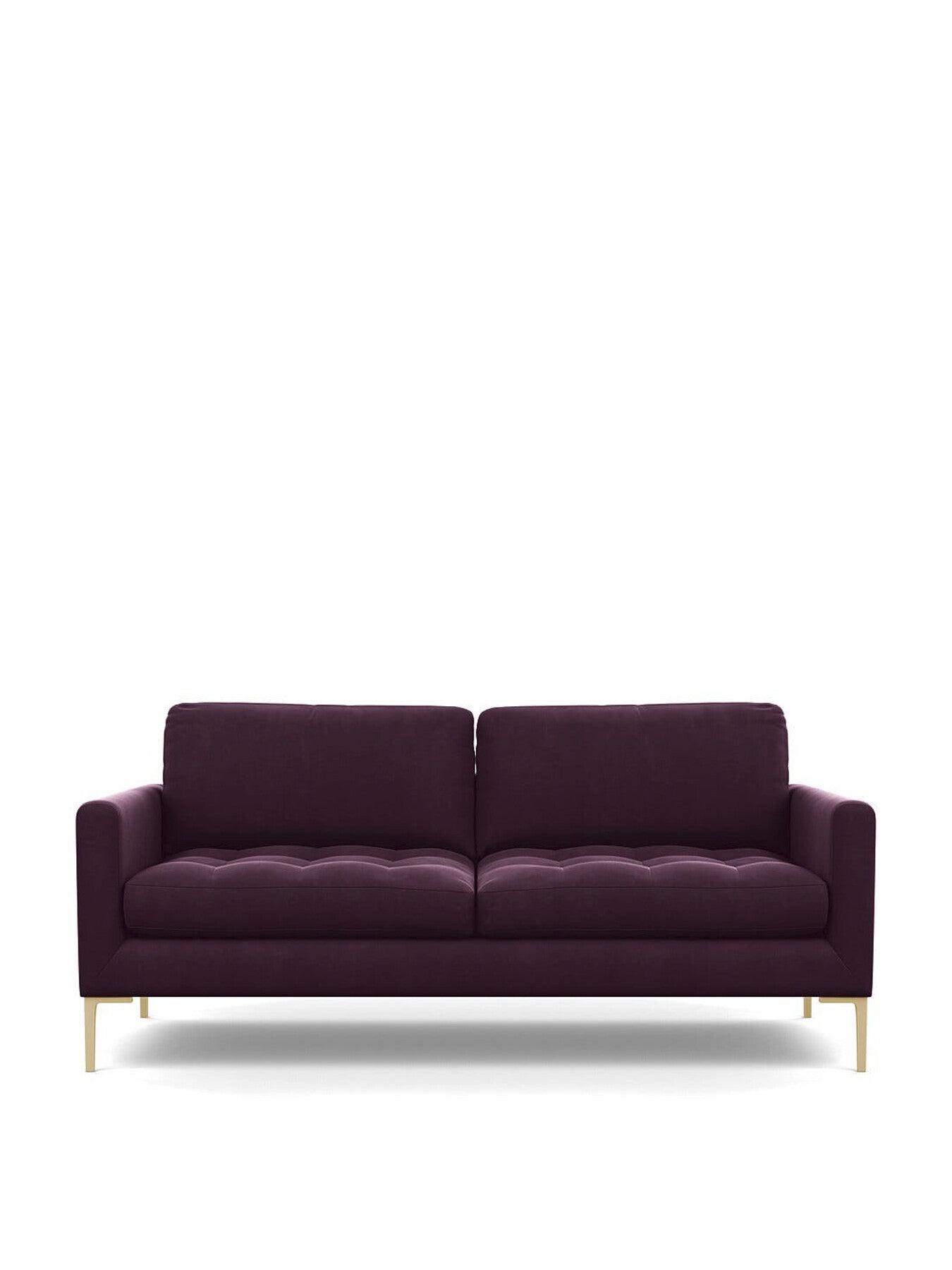 Eton 3 Str Sofa Cotton Velvet Grape Brass Feet