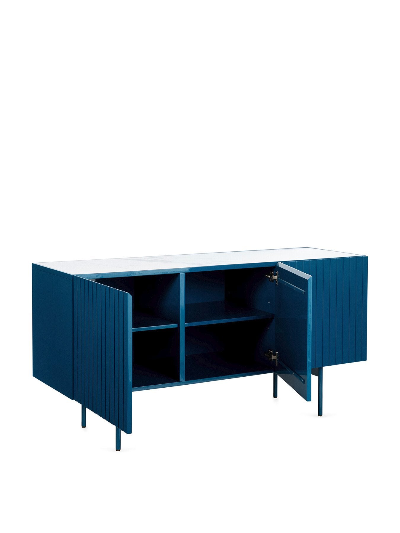 Riga Sideboard White Ceramic High Gloss Blue