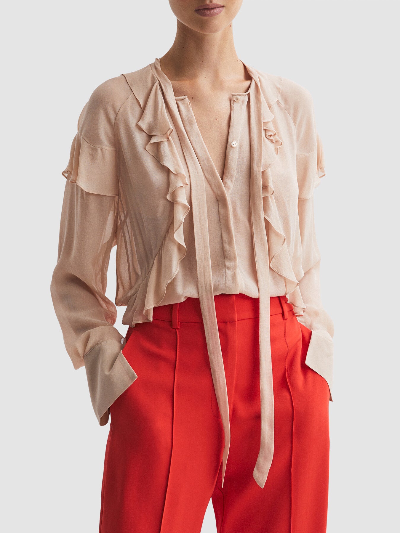 Winnie Sheer Ruffle Blouse