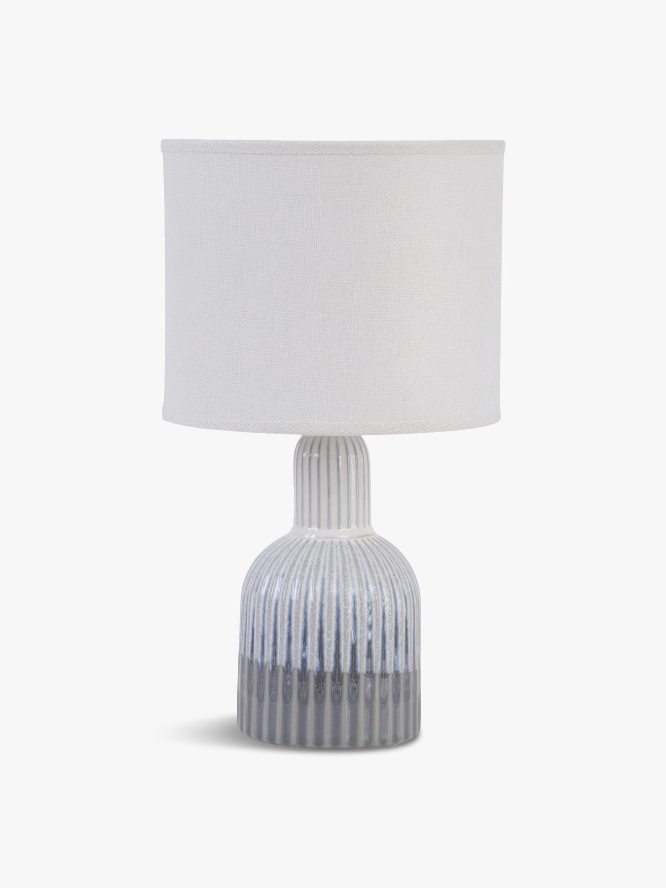 Porcelain Lamp with Ribbed Detailing and White Sha