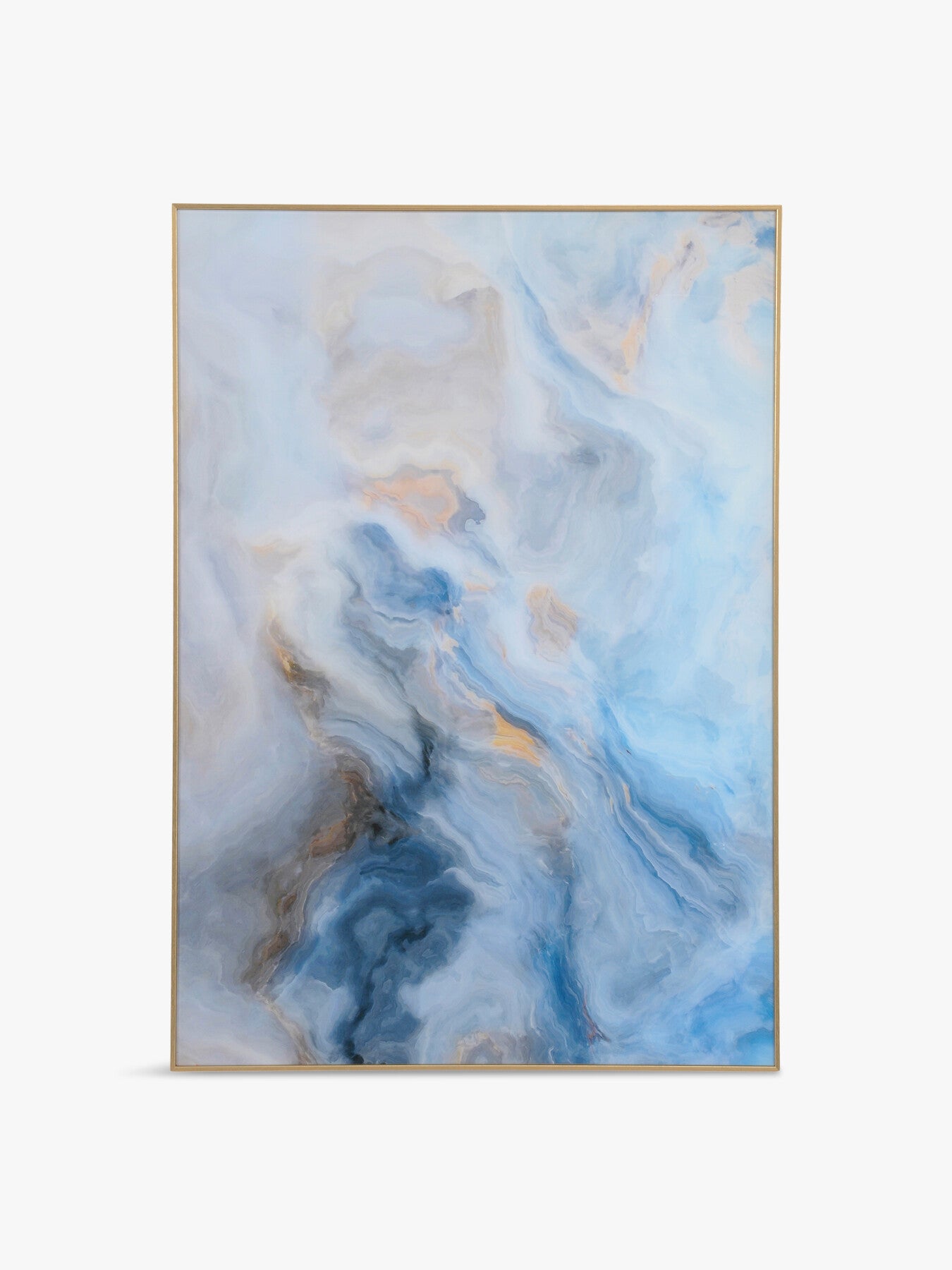 Blue And Gold Marble Effect Glass Wall Art