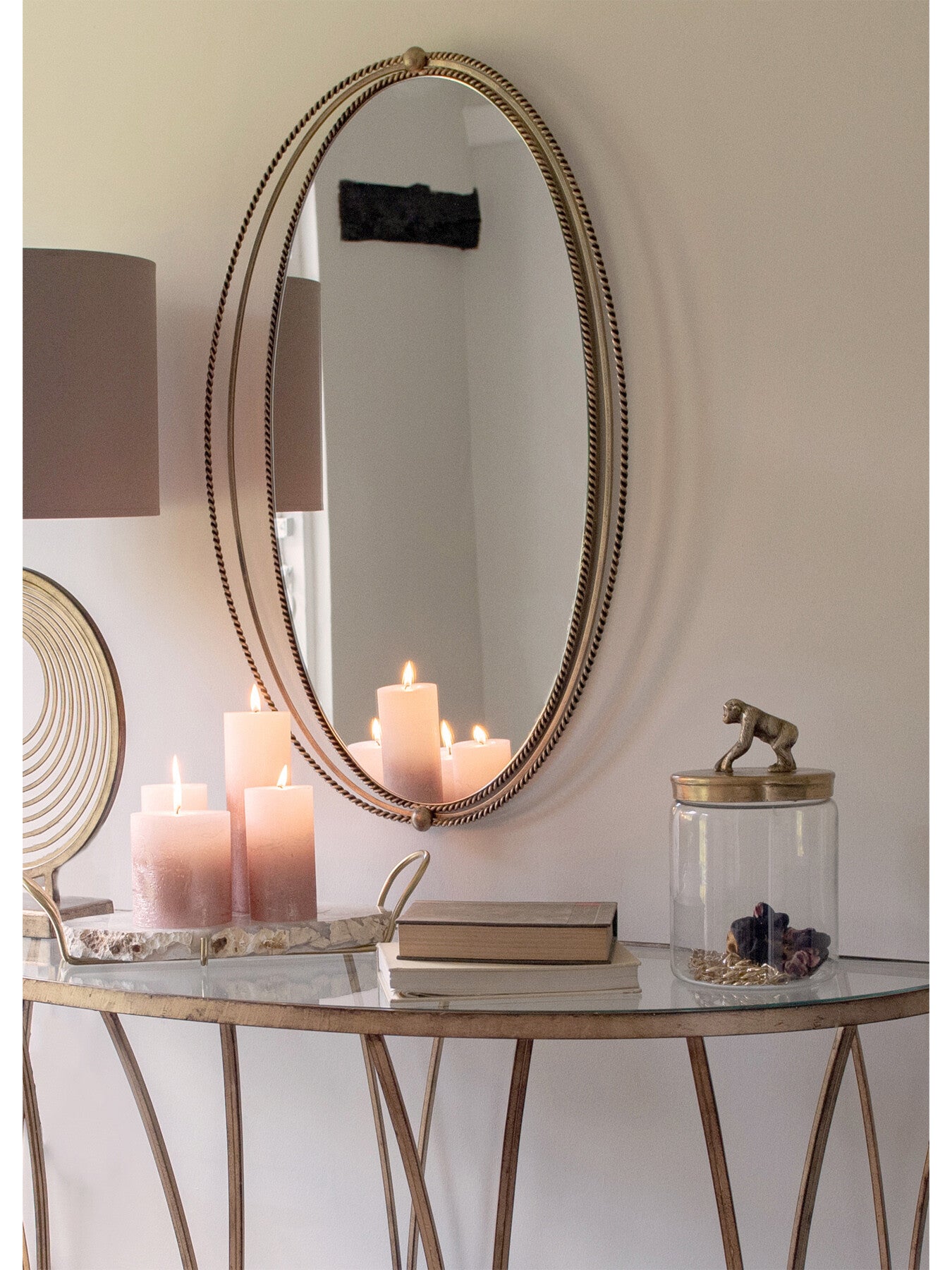 Carrick Oval Iron Mirror With Fine Rope Detail