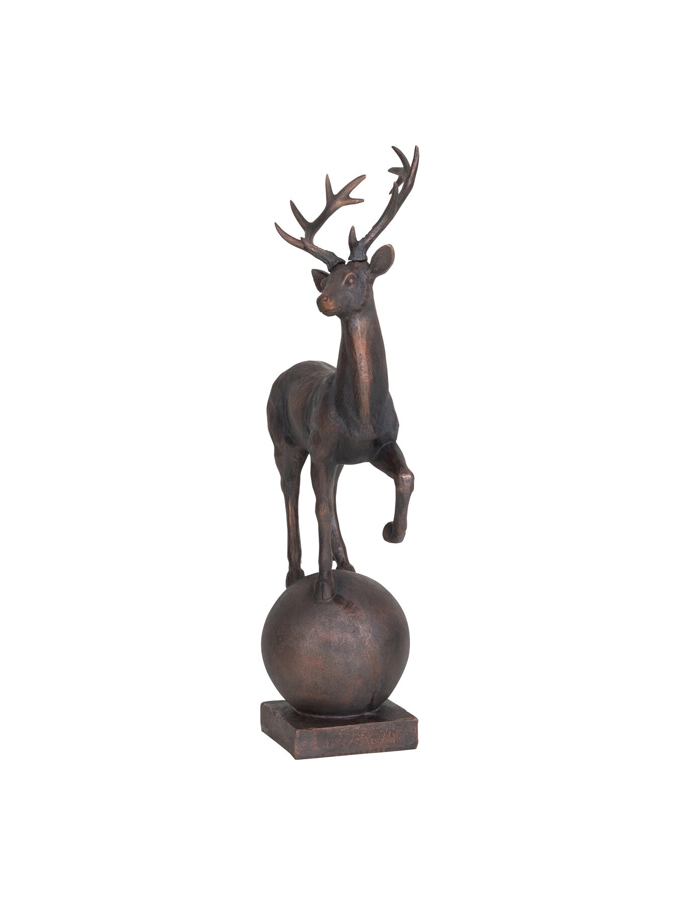 Six Pointer Stag on Decorative Ball Resin Sculpture